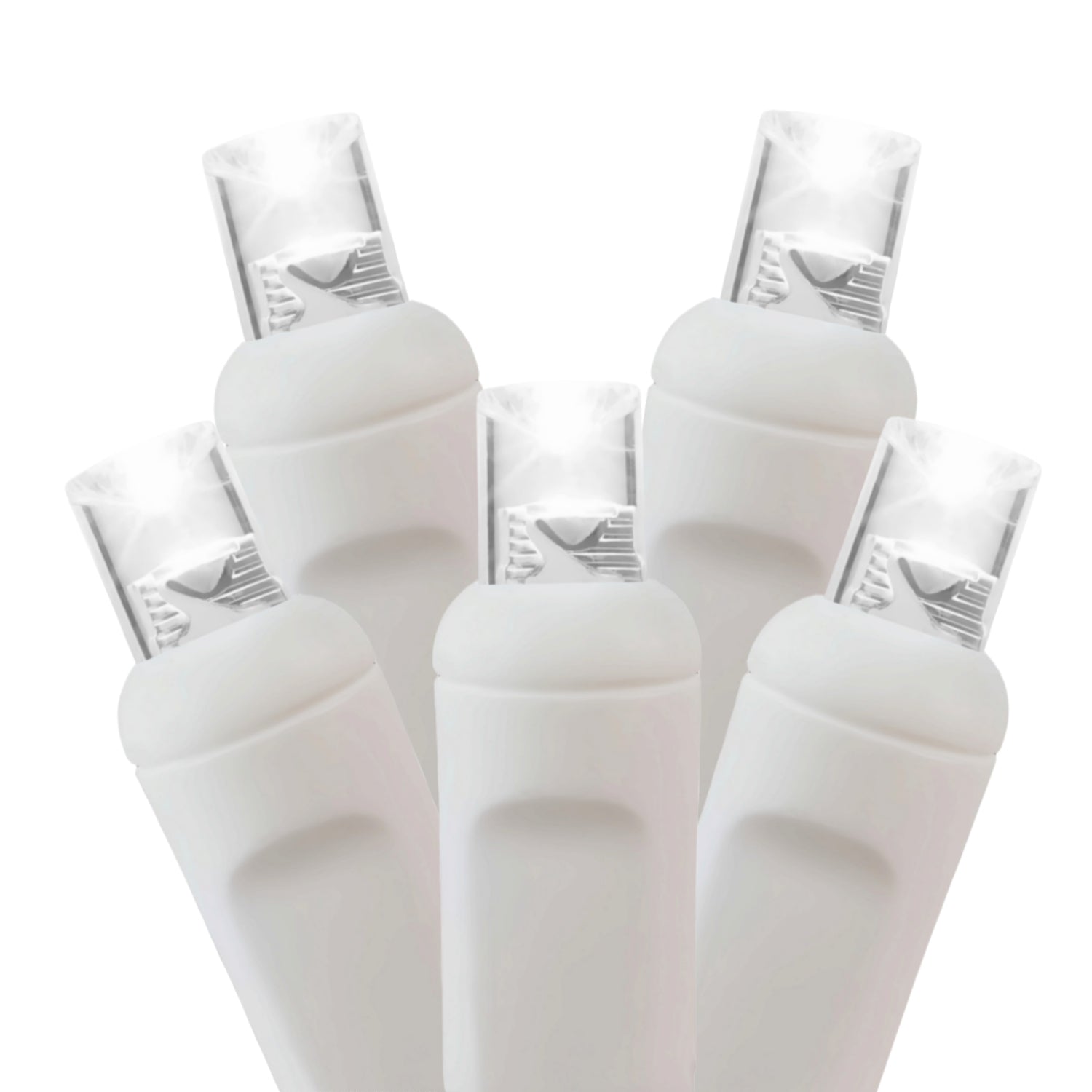 Commercial Grade Pure White 5mm Wide Angle LED Christmas Lights on White Wire