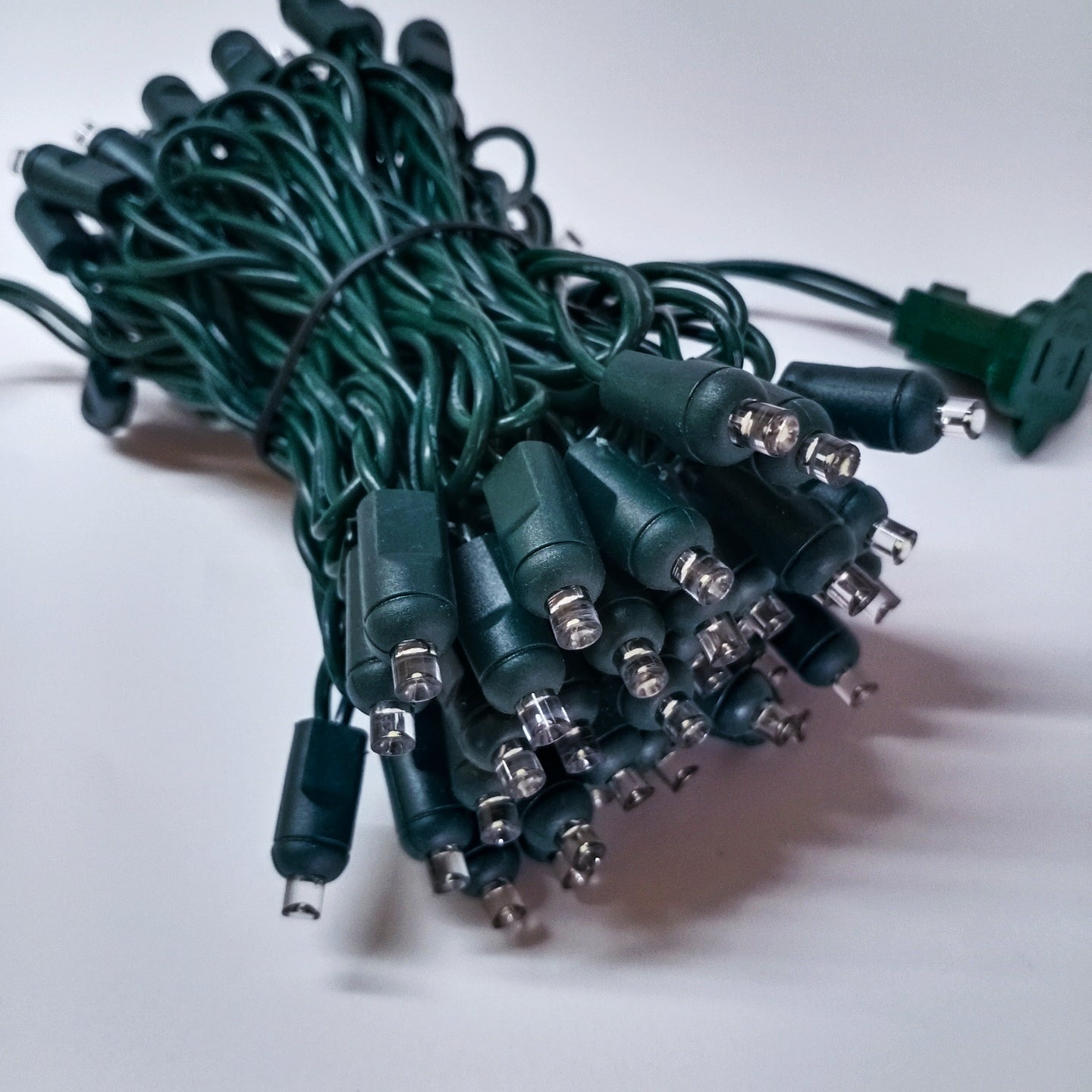 Commercial Grade Warm White 5mm Wide Angle LED Christmas Lights on Green Wire