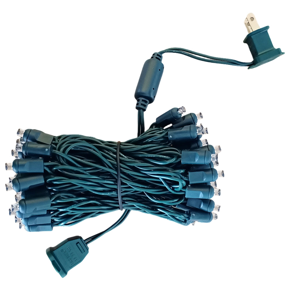 Commercial Grade Strobe Cool White 5mm Wide Angle LED Christmas Lights on Green Wire