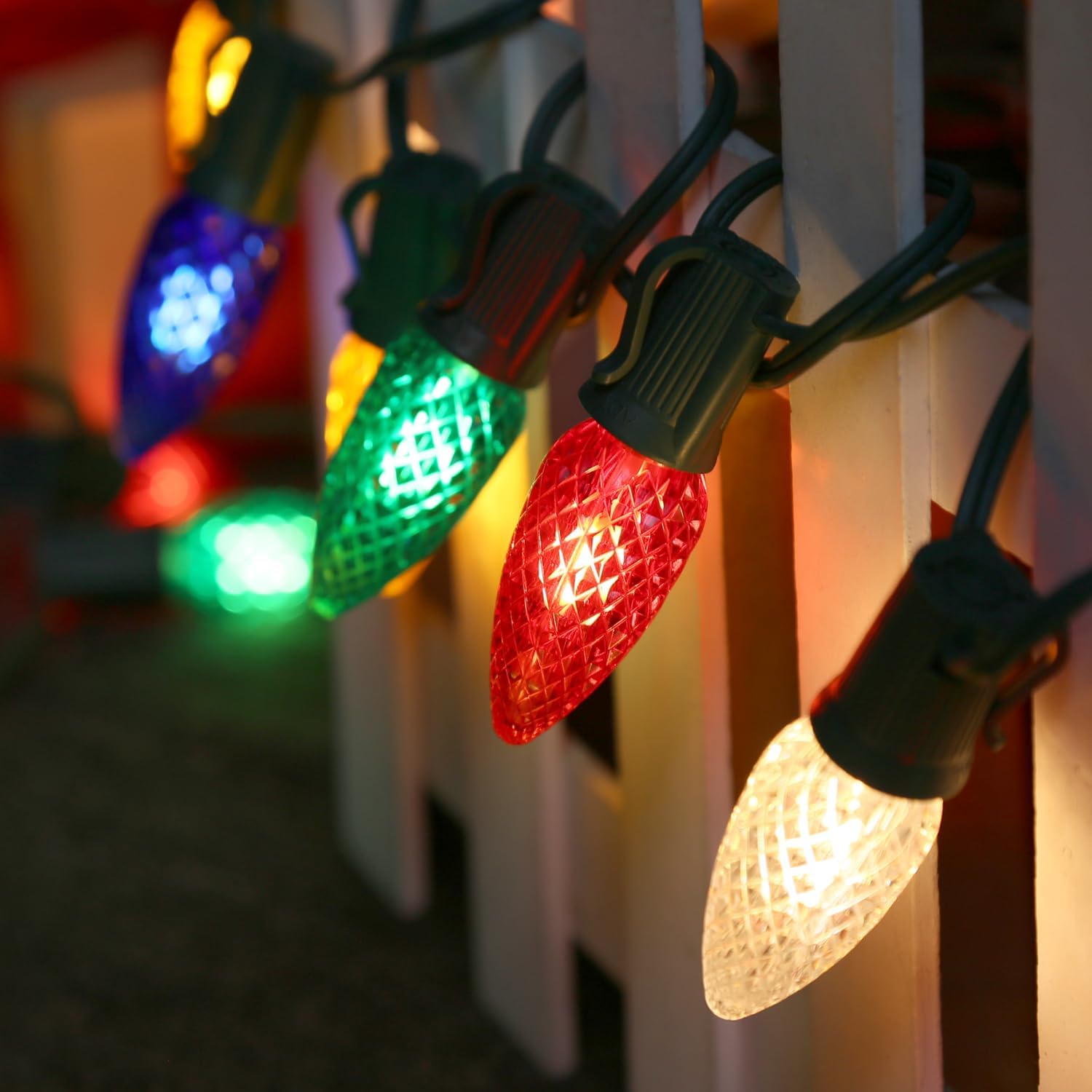 120V C9 Red LED Replacement Christmas Faceted Light Bulb