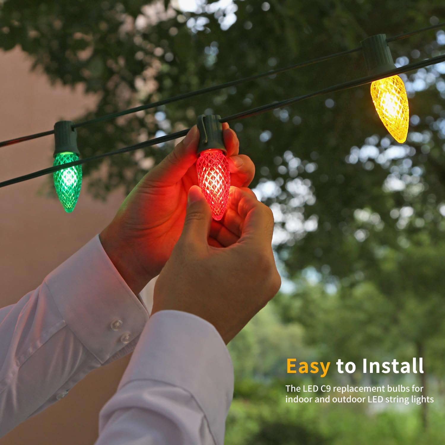 120V C9 Red LED Replacement Christmas Faceted Light Bulb