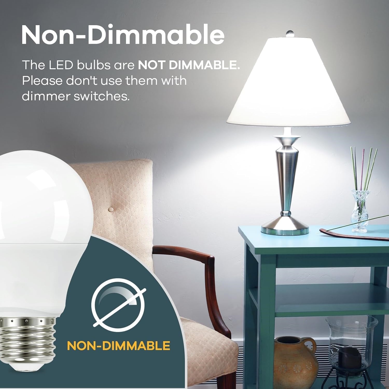 120V E26/A19 9W Non-Dimmable LED Light Bulb, 5000K Daylight