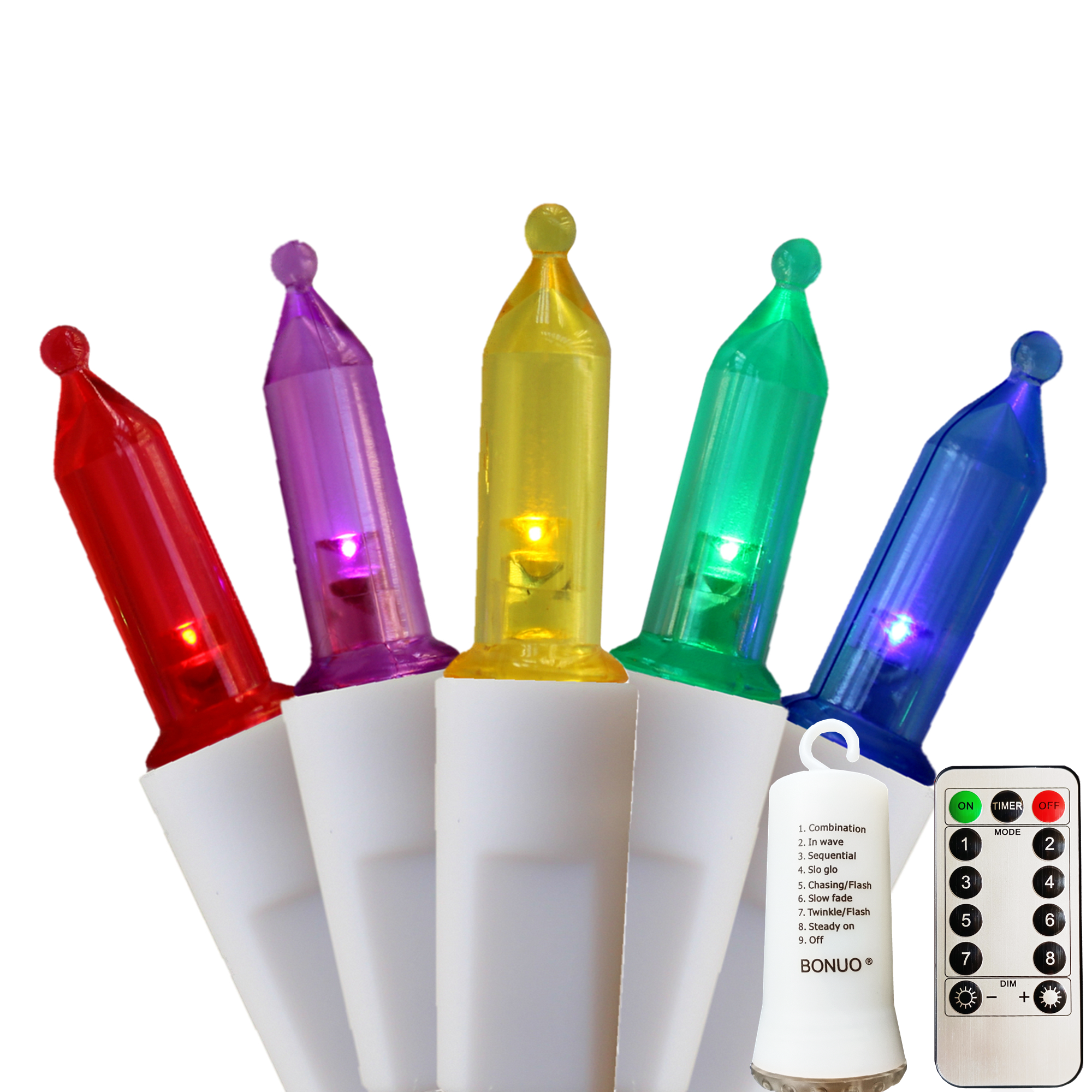 50 LED Battery Operated Mini Christmas Lights Indoor with Remote Timer in Multicolor