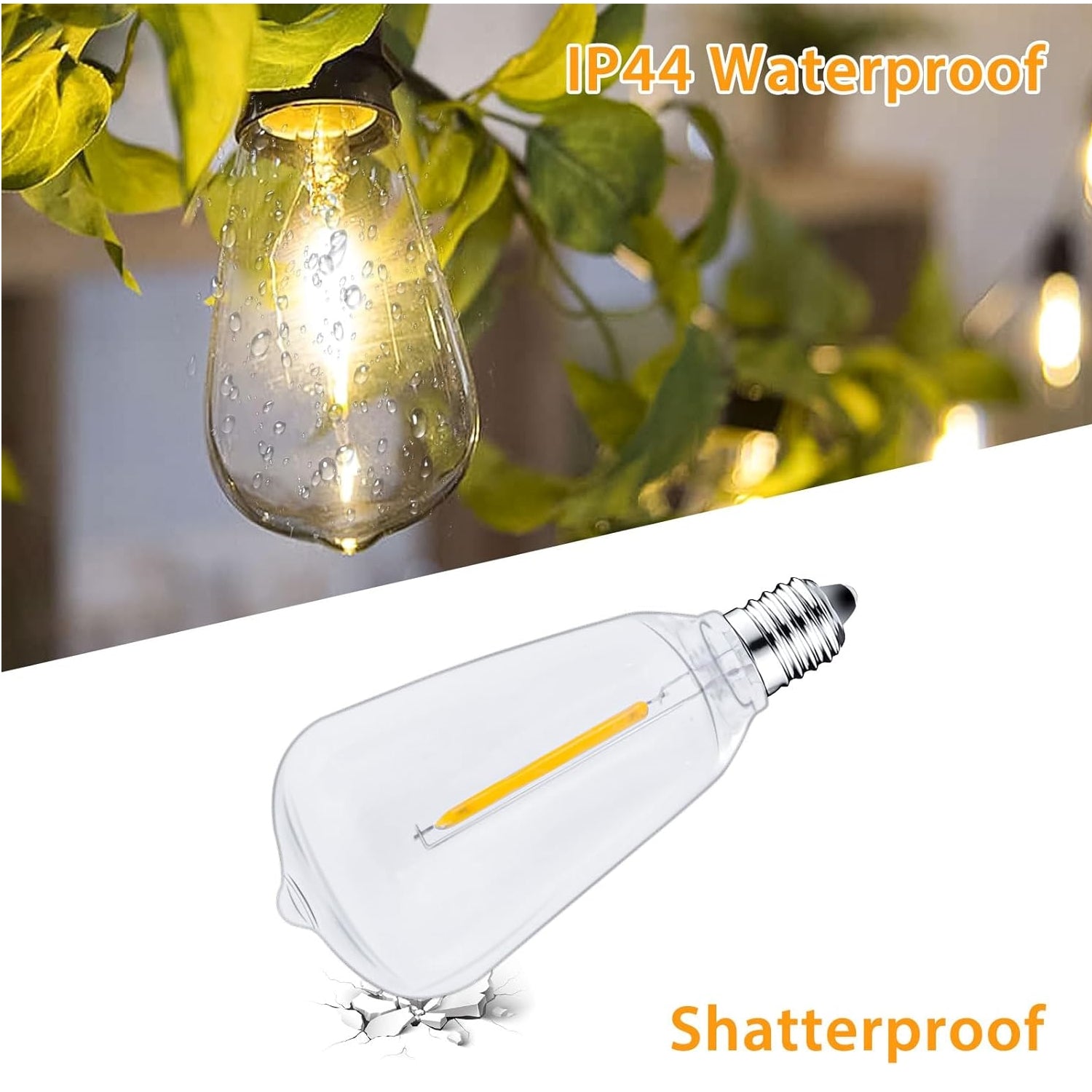 120V ST38 LED Replacement Bulb for Outdoor E12 Socket String Light, Warm White