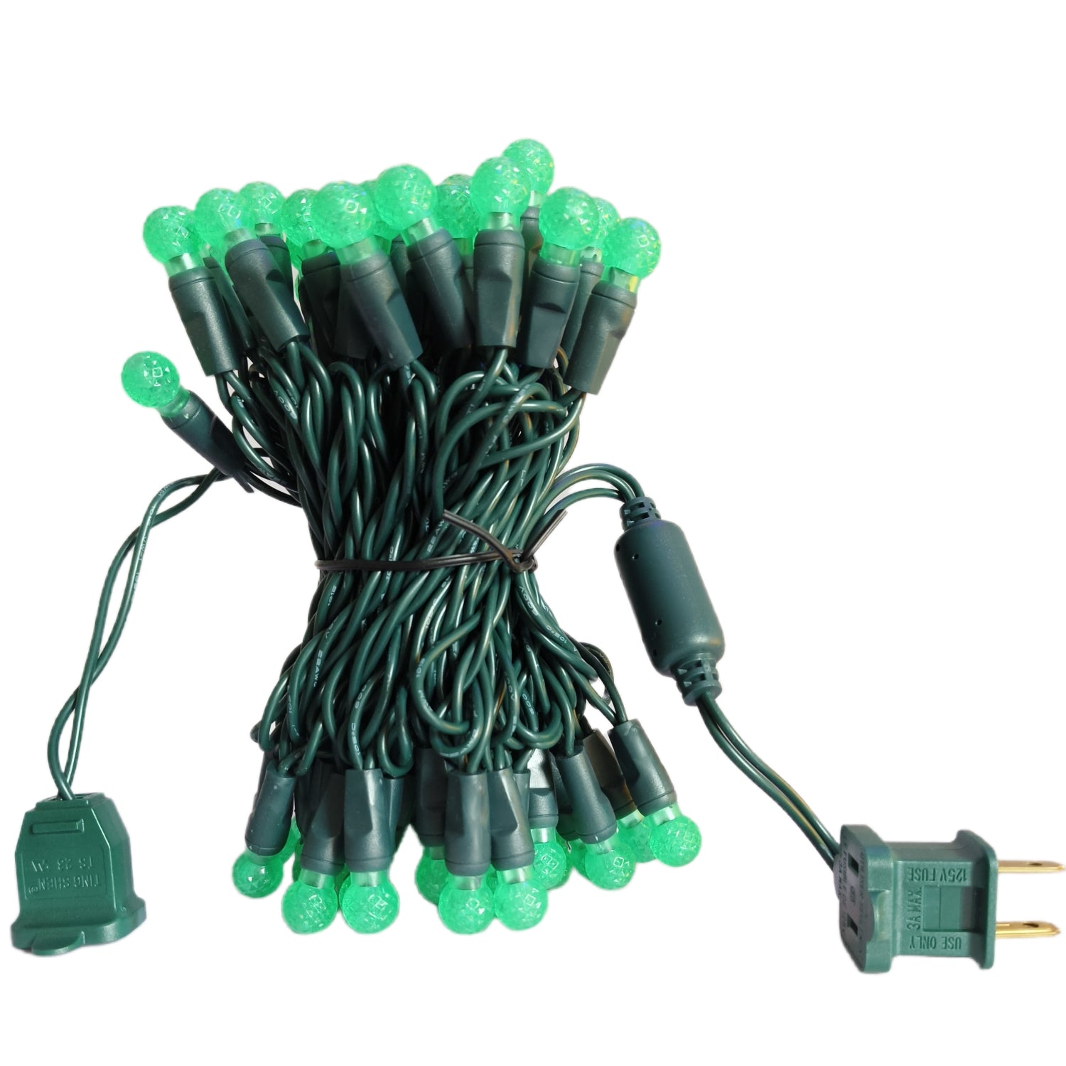 Commercial Grade Green G12 LED Christmas Lights on Green Wire