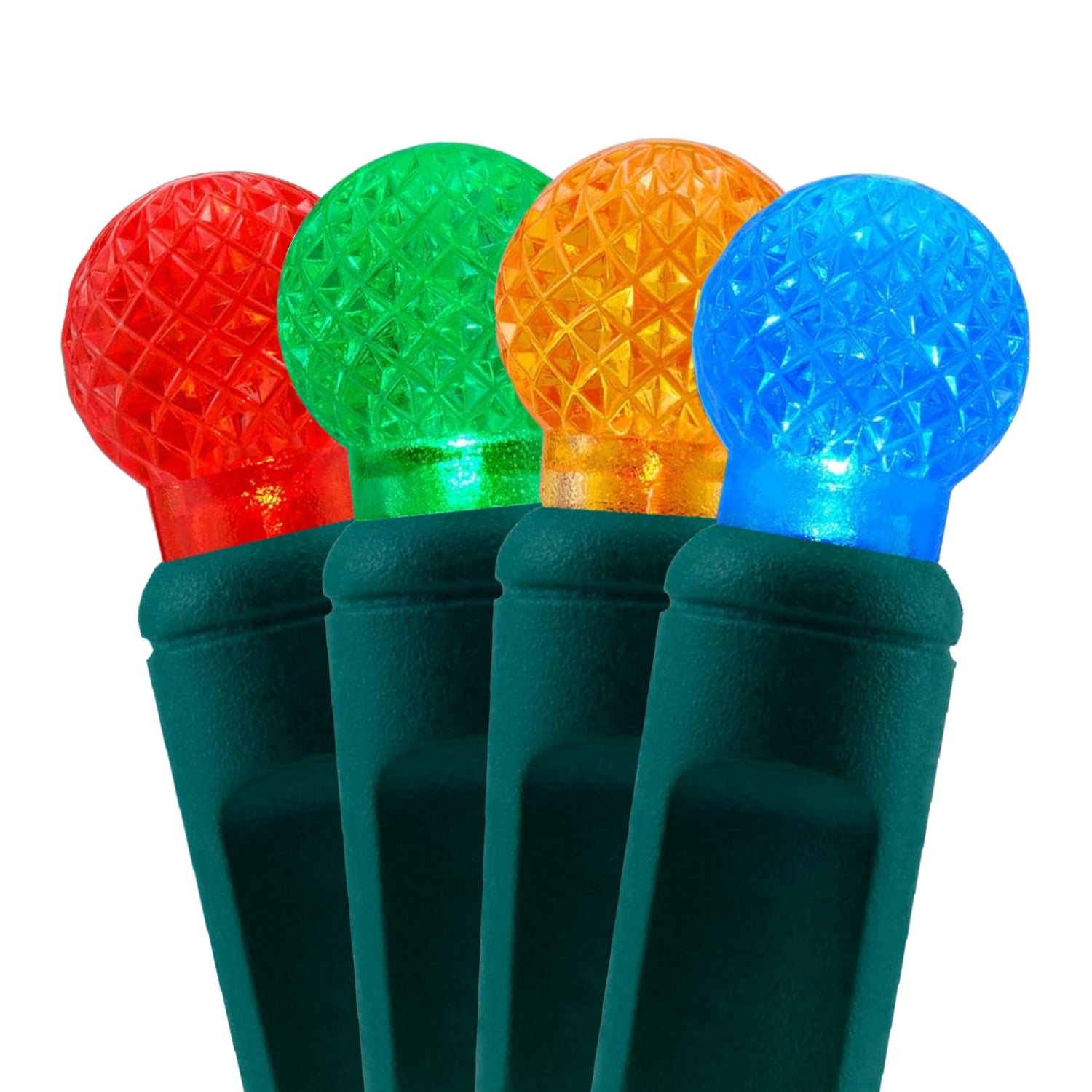 Commercial Grade Multicolor G12 LED Christmas Lights on Green Wire