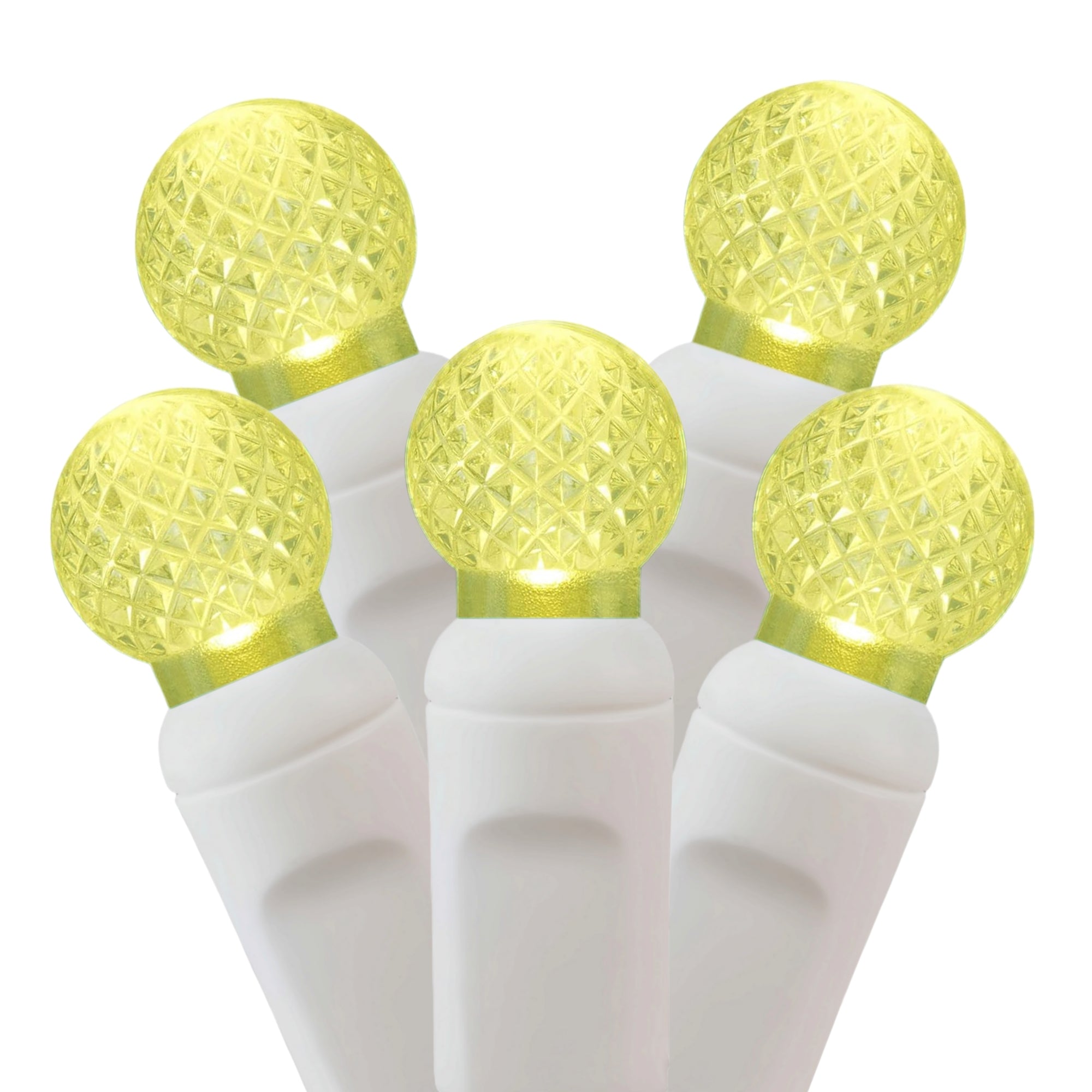 Commercial Grade Warm White G12 LED Christmas Lights on White Wire