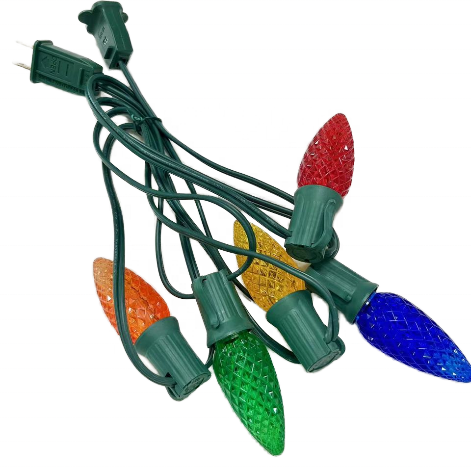 C9 Commercial Light Stringer 18AWG SPT-1 Green Wire 25' 12'' Spacing, E17 Base