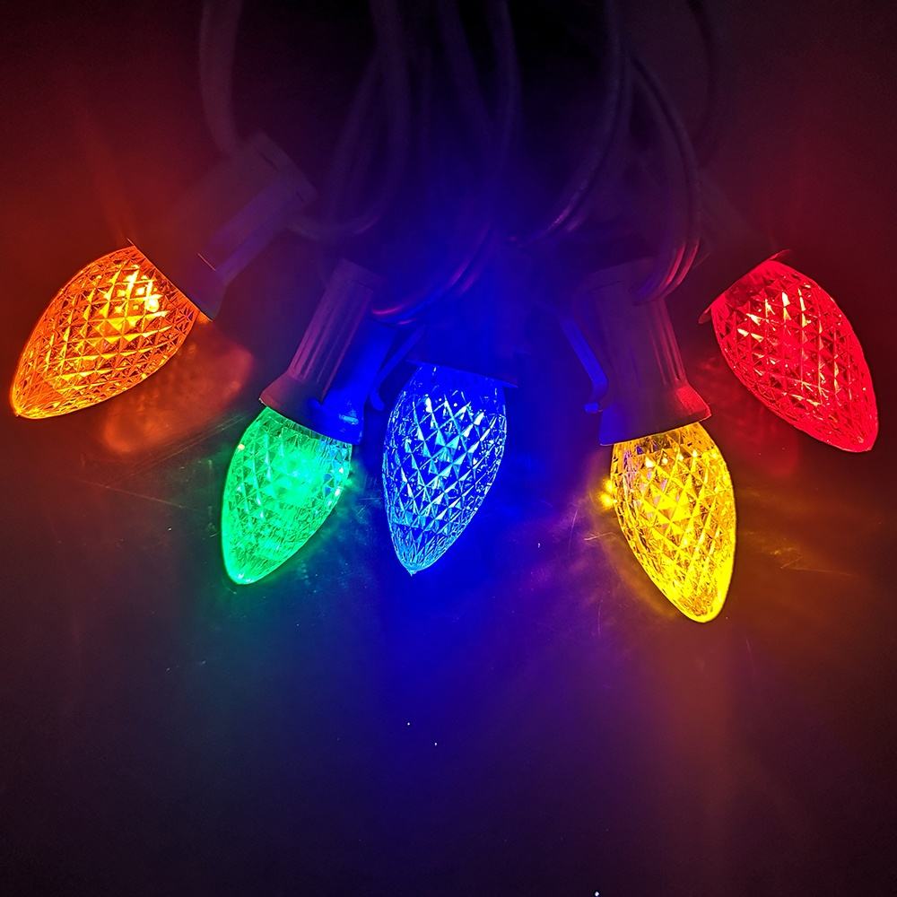 120V C7/E12 LED Replacement Christmas Faceted Light Bulb, Multicolor