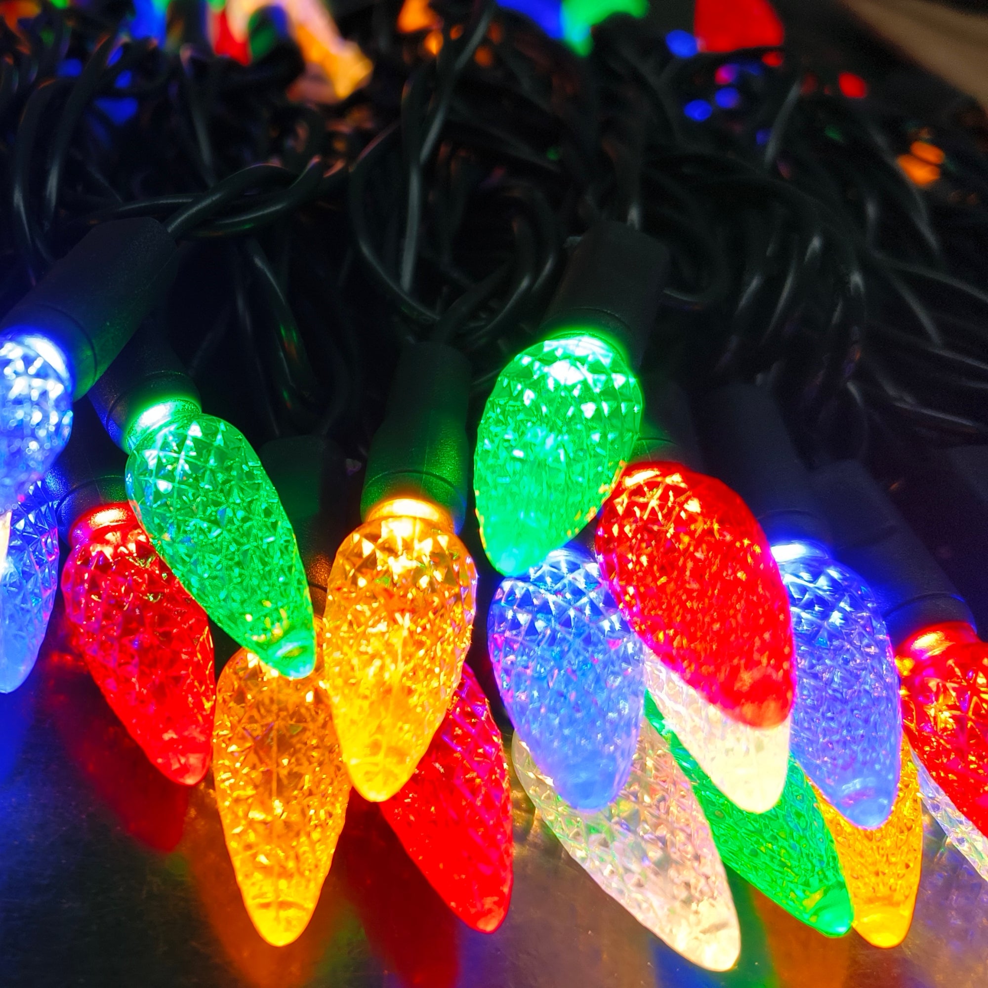Commercial Grade Multicolor Strawberry LED Christmas Lights on Green Wire