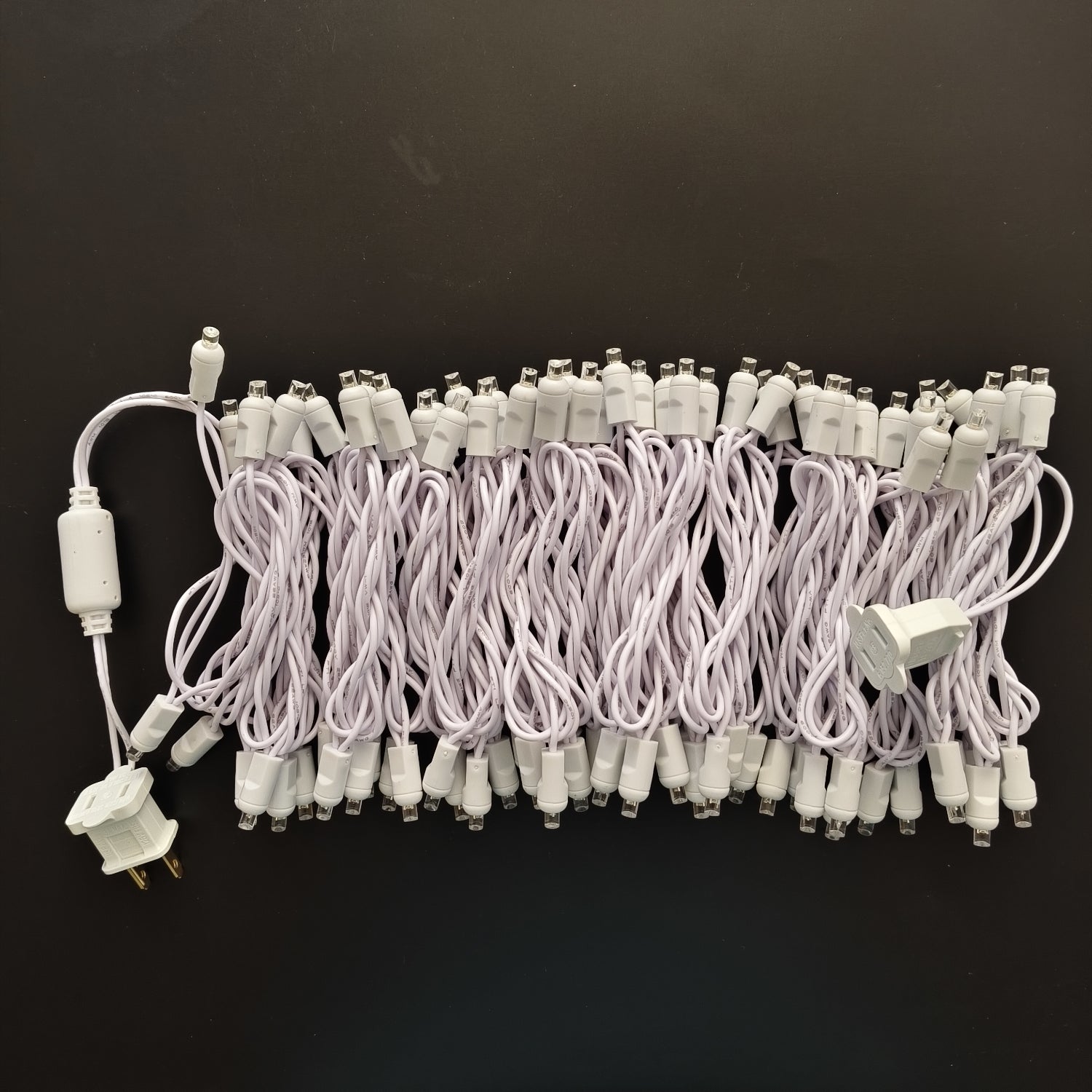 Commercial Grade Pure White 5mm Wide Angle LED Christmas Lights on White Wire