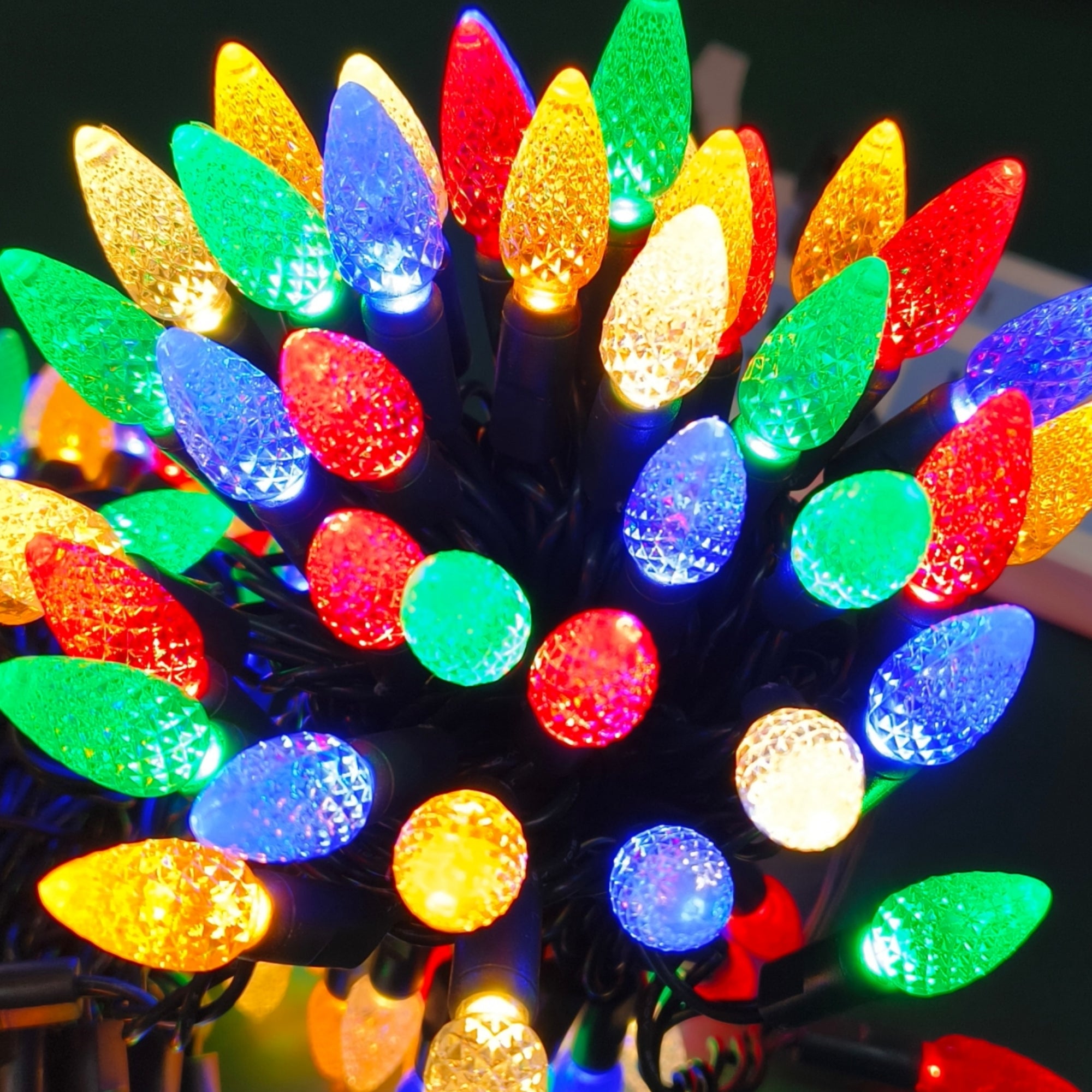 Commercial Grade Multicolor Strawberry LED Christmas Lights on Green Wire