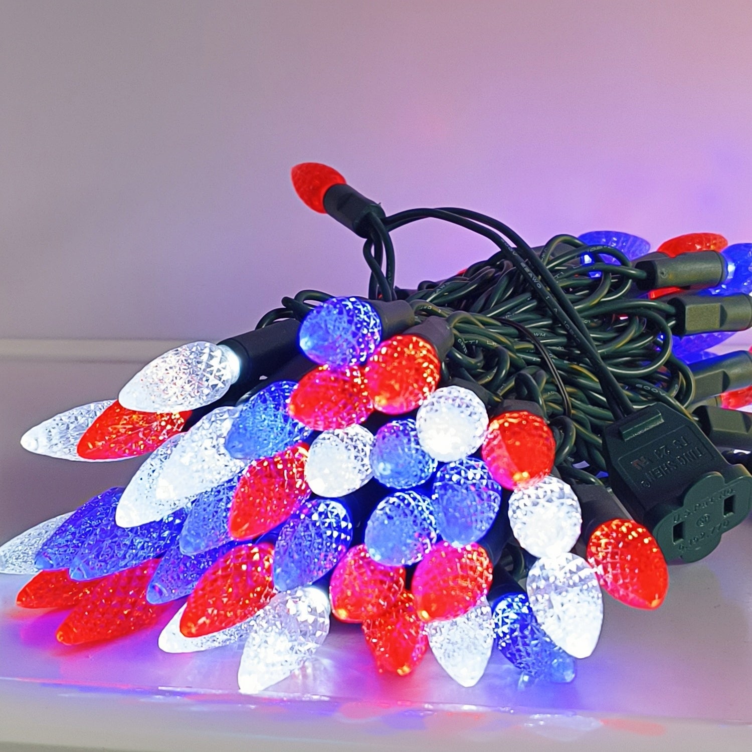 20 Sets of 24Ft 70Ct Outdoor C6 LED Christmas Lights, Red White Blue