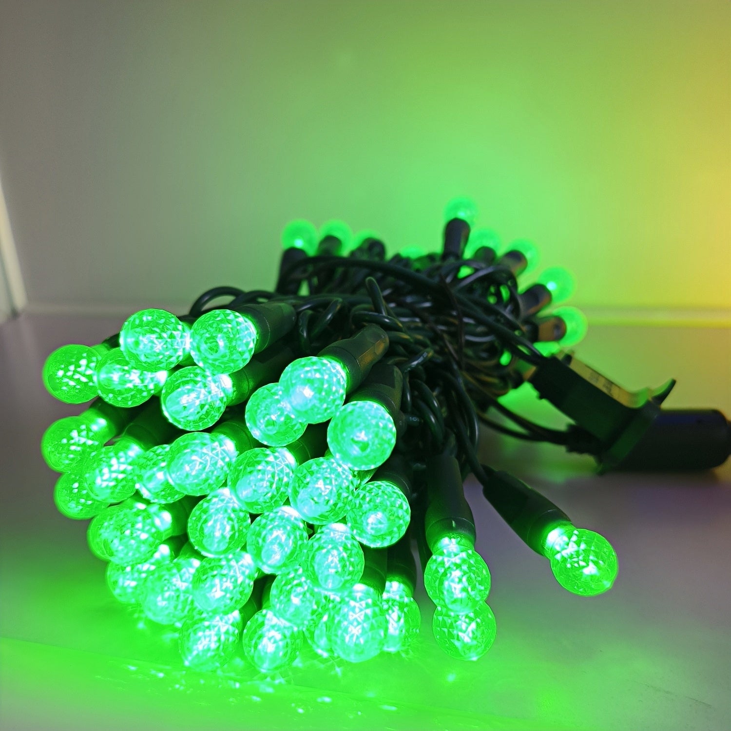 Commercial Grade Green G12 LED Christmas Lights on Green Wire