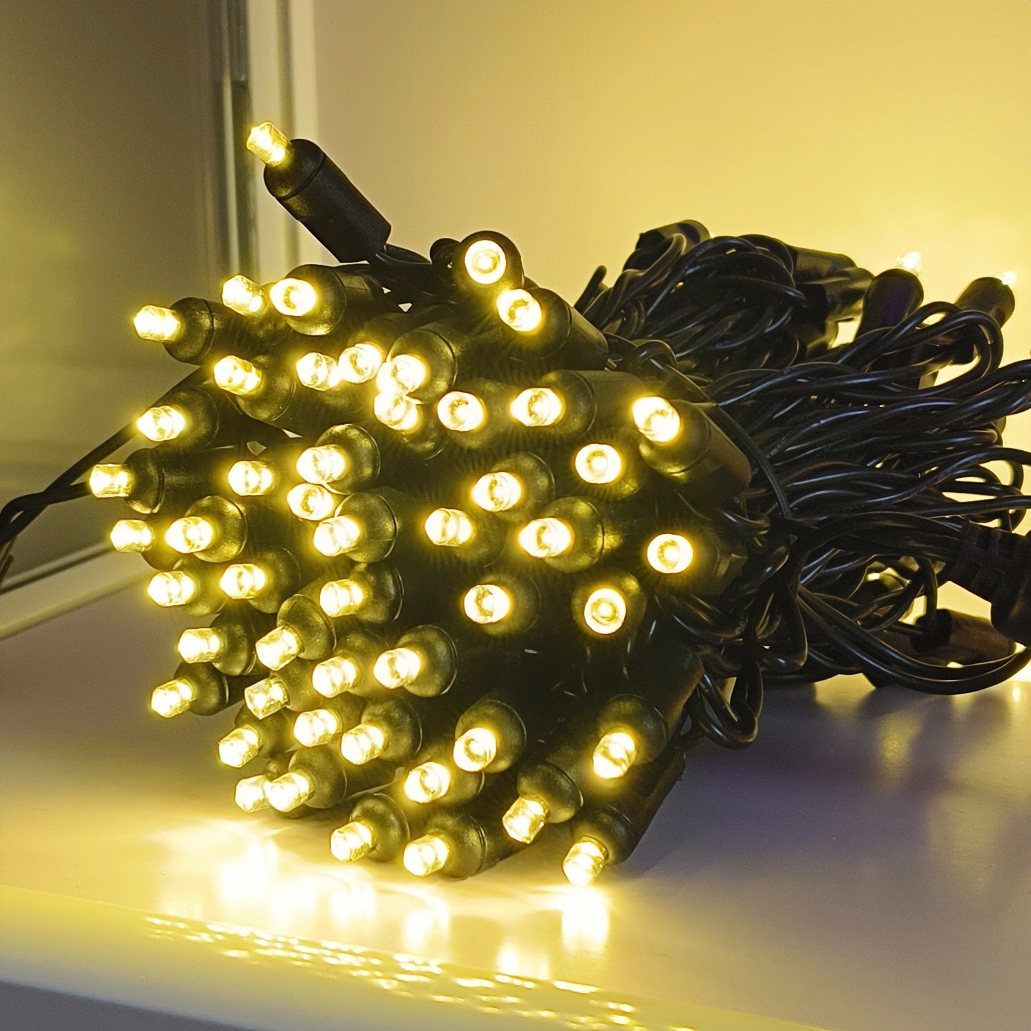 Commercial Grade Warm White 5mm Wide Angle LED Christmas Lights on Black Wire