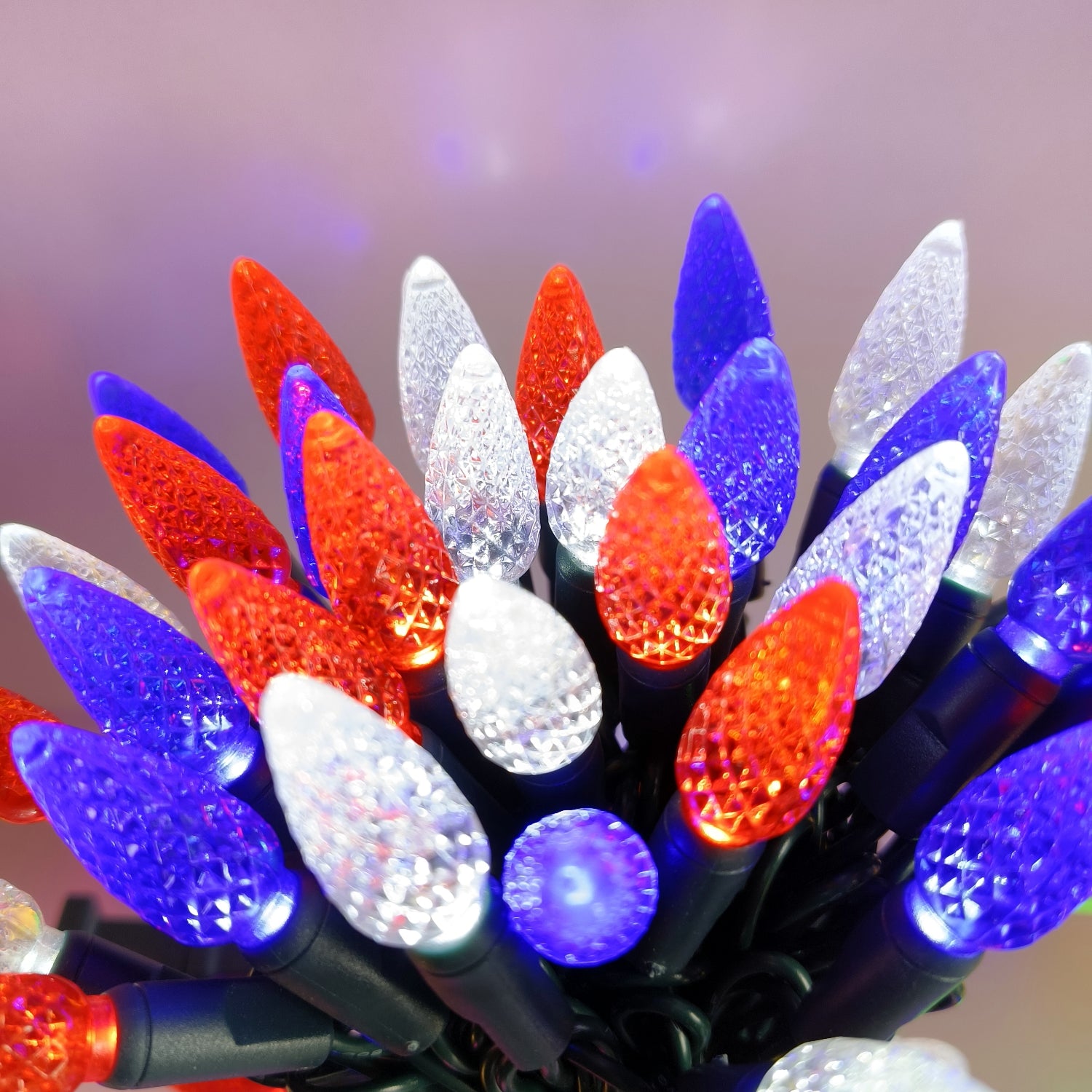 20 Sets of 24Ft 70Ct Outdoor C6 LED Christmas Lights, Red White Blue