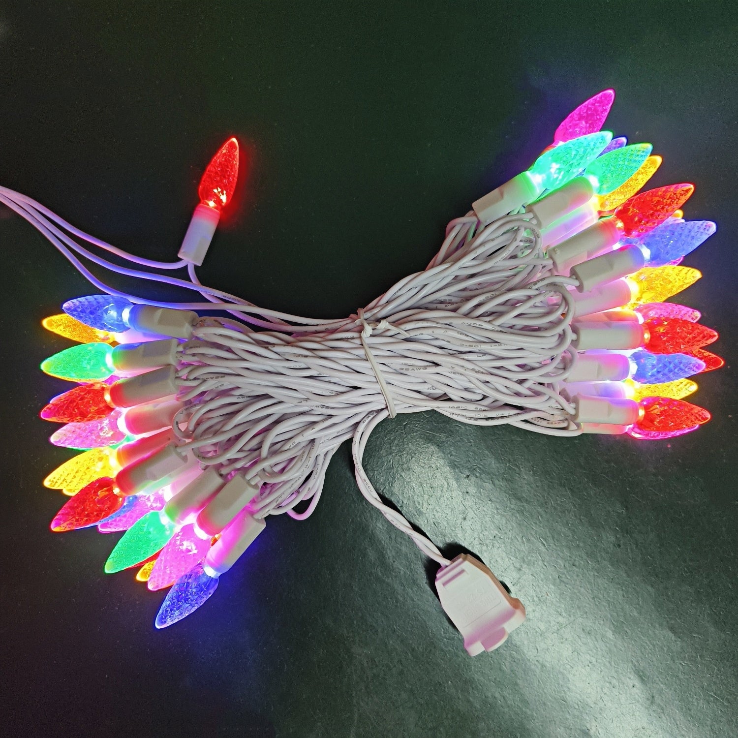 Commercial Grade Colorful C6 LED Christmas Lights on White Wire