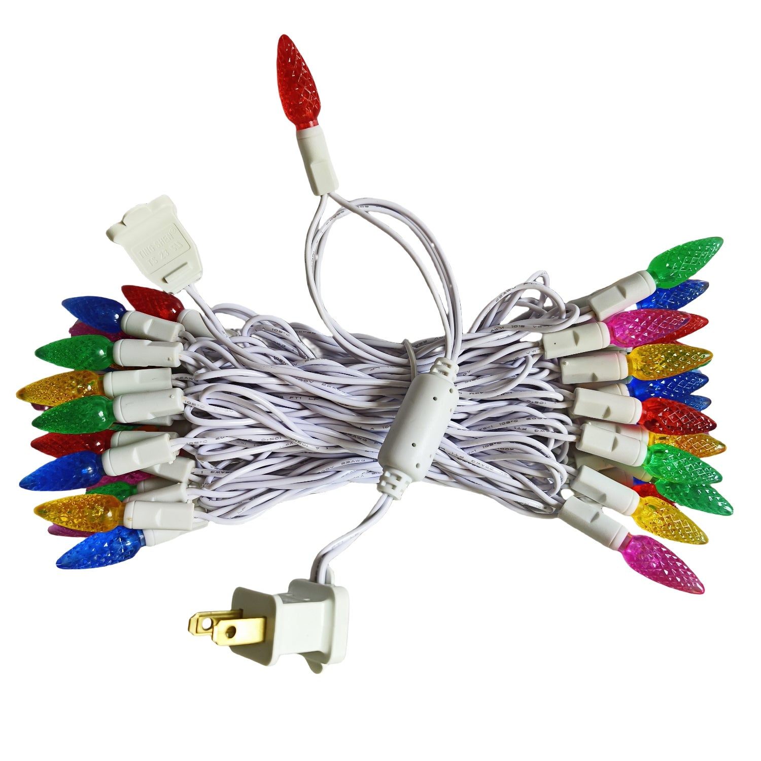 Commercial Grade Colorful C6 LED Christmas Lights on White Wire