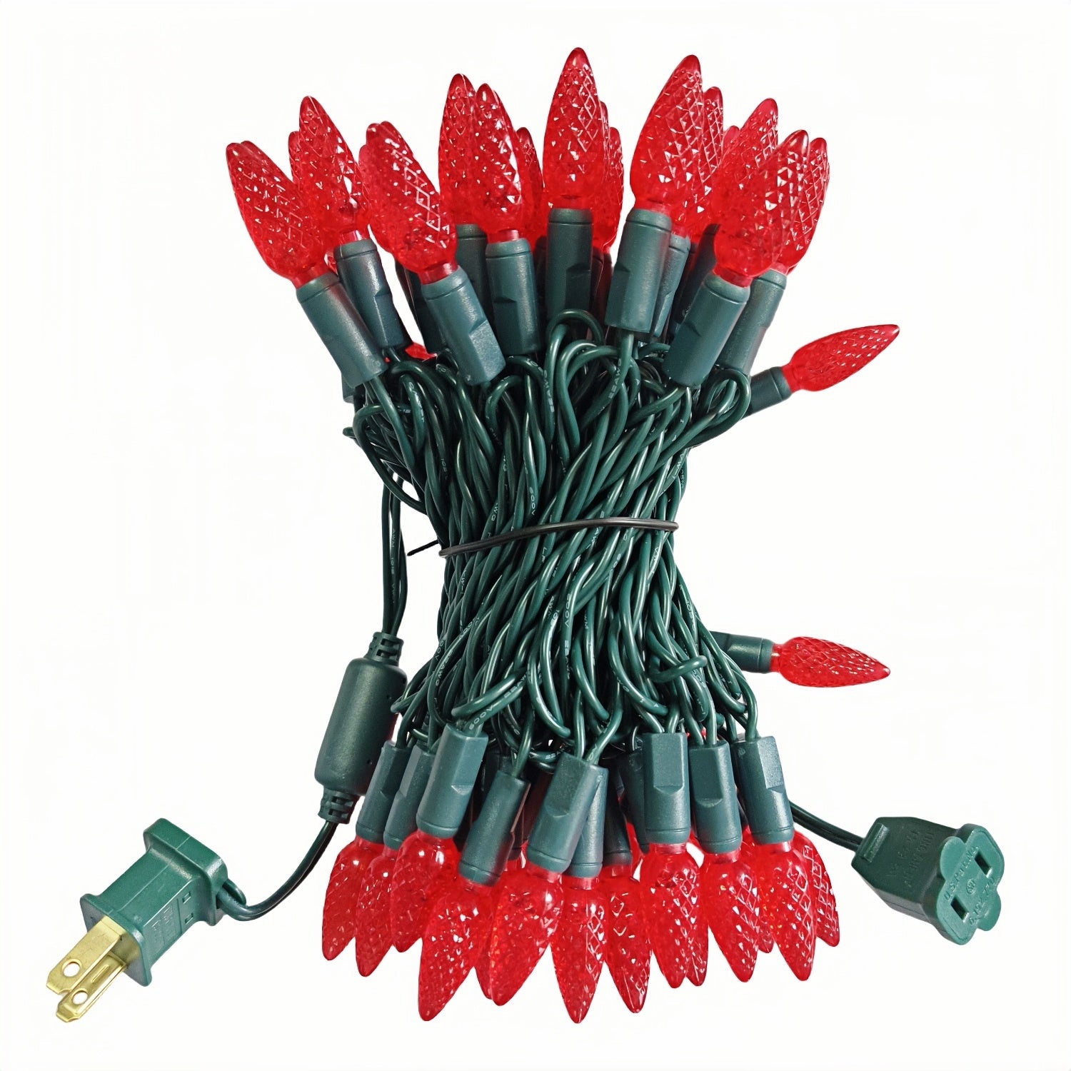 Commercial Grade Red C6 LED Christmas Lights on Green Wire