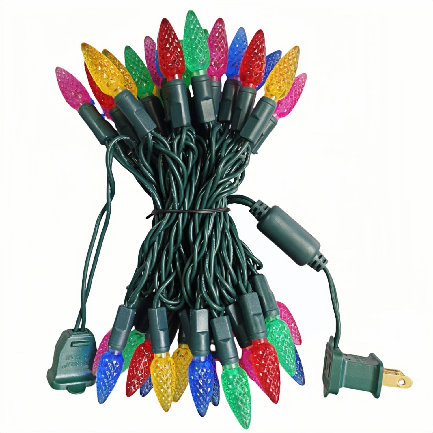 Commercial Grade Multicolor C6 LED Christmas Lights on Green Wire