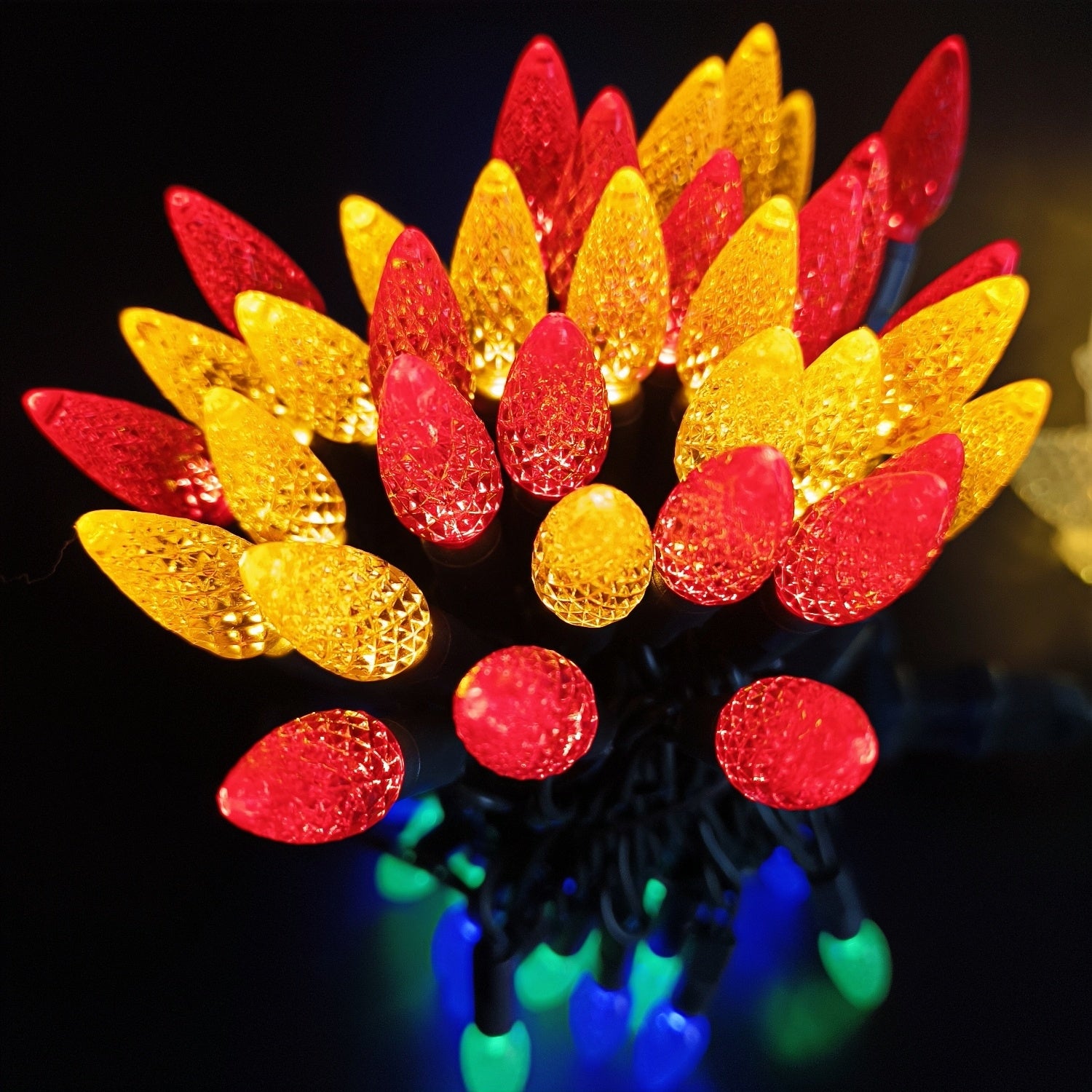 Commercial Grade Multicolor C6 LED Christmas Lights on Green Wire