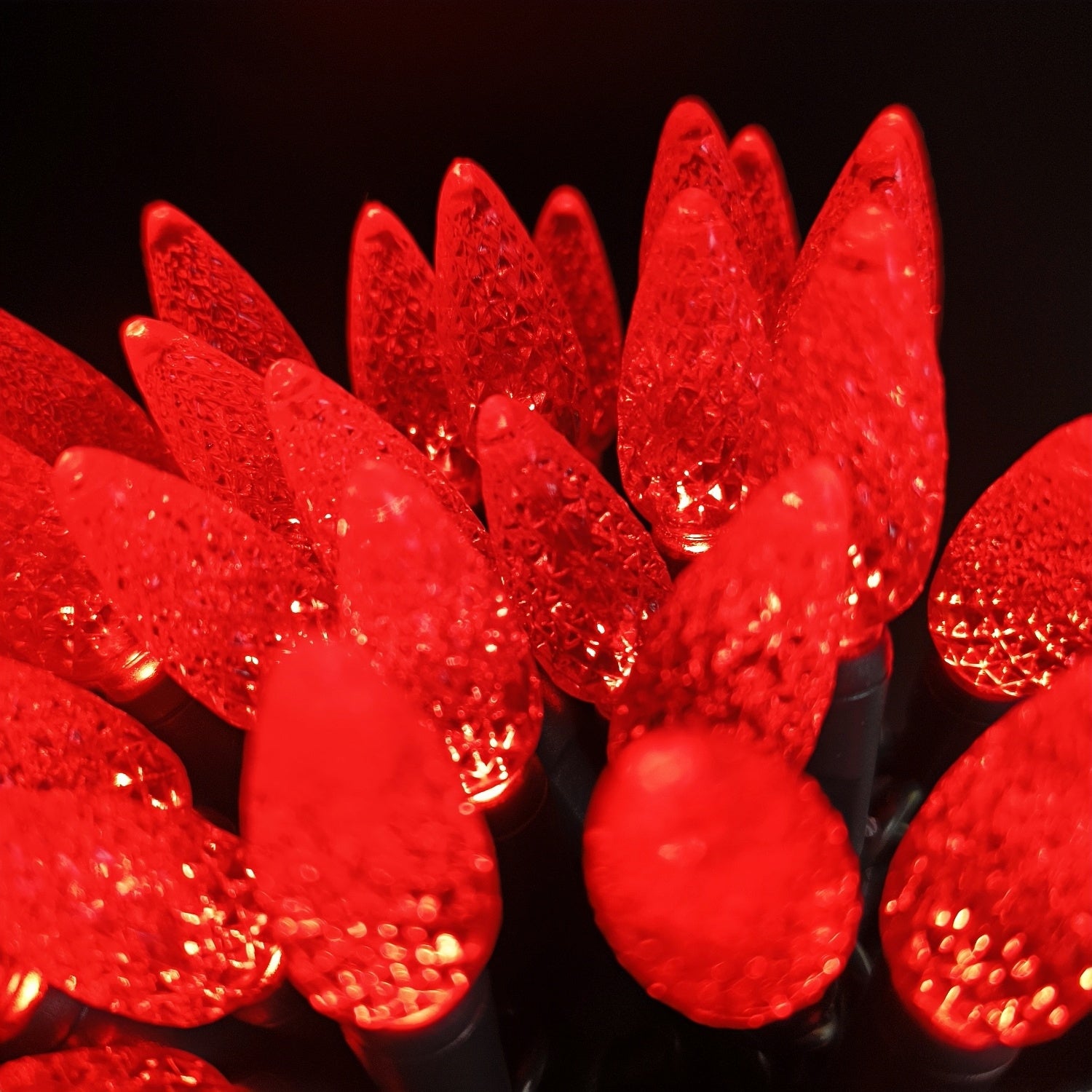 Commercial Grade Red C6 LED Christmas Lights on Green Wire