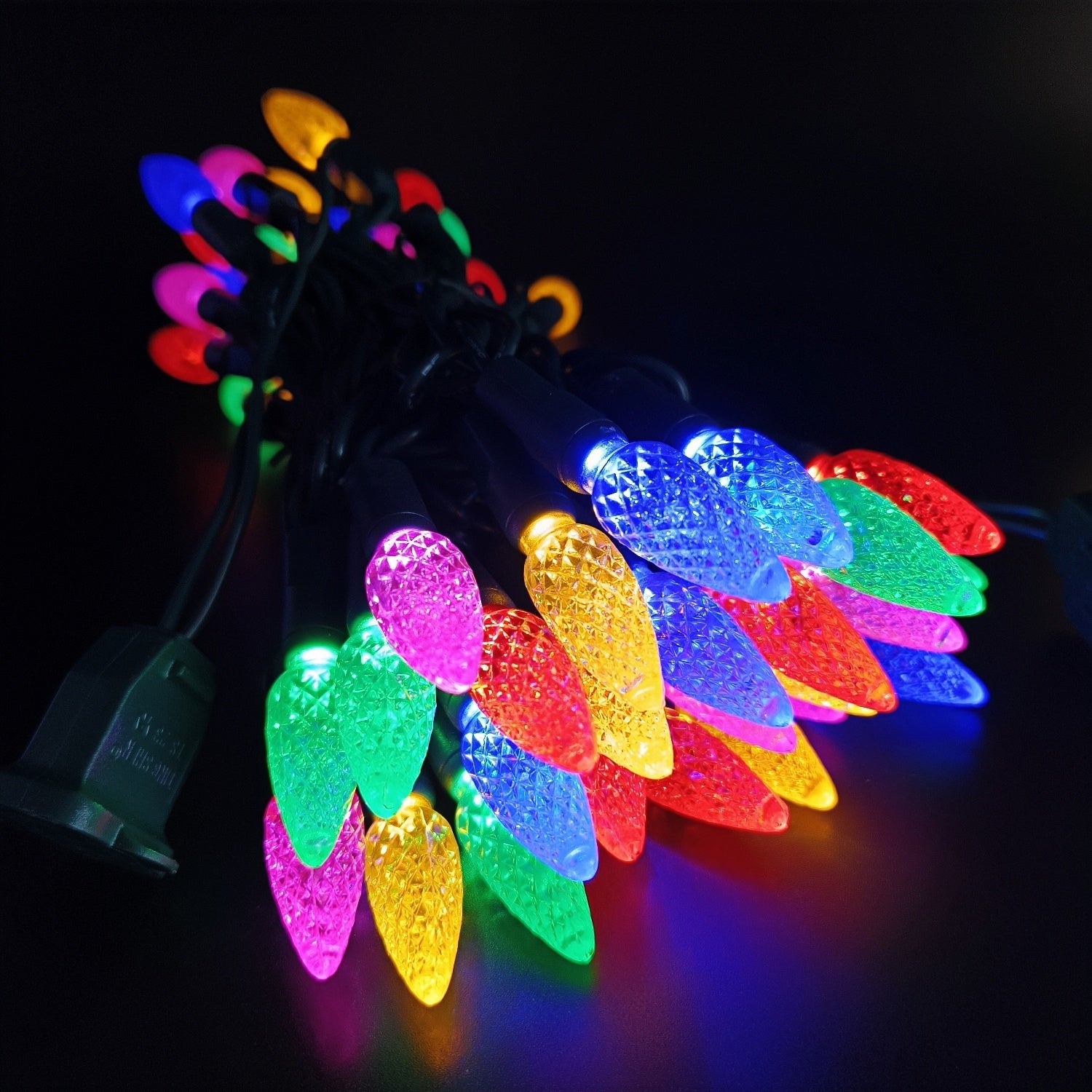 Commercial Grade Multicolor C6 LED Christmas Lights on Green Wire