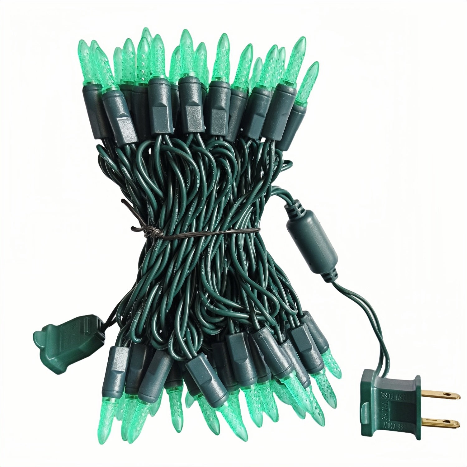 Commercial Grade Green M5 LED Christmas Lights on Green Wire