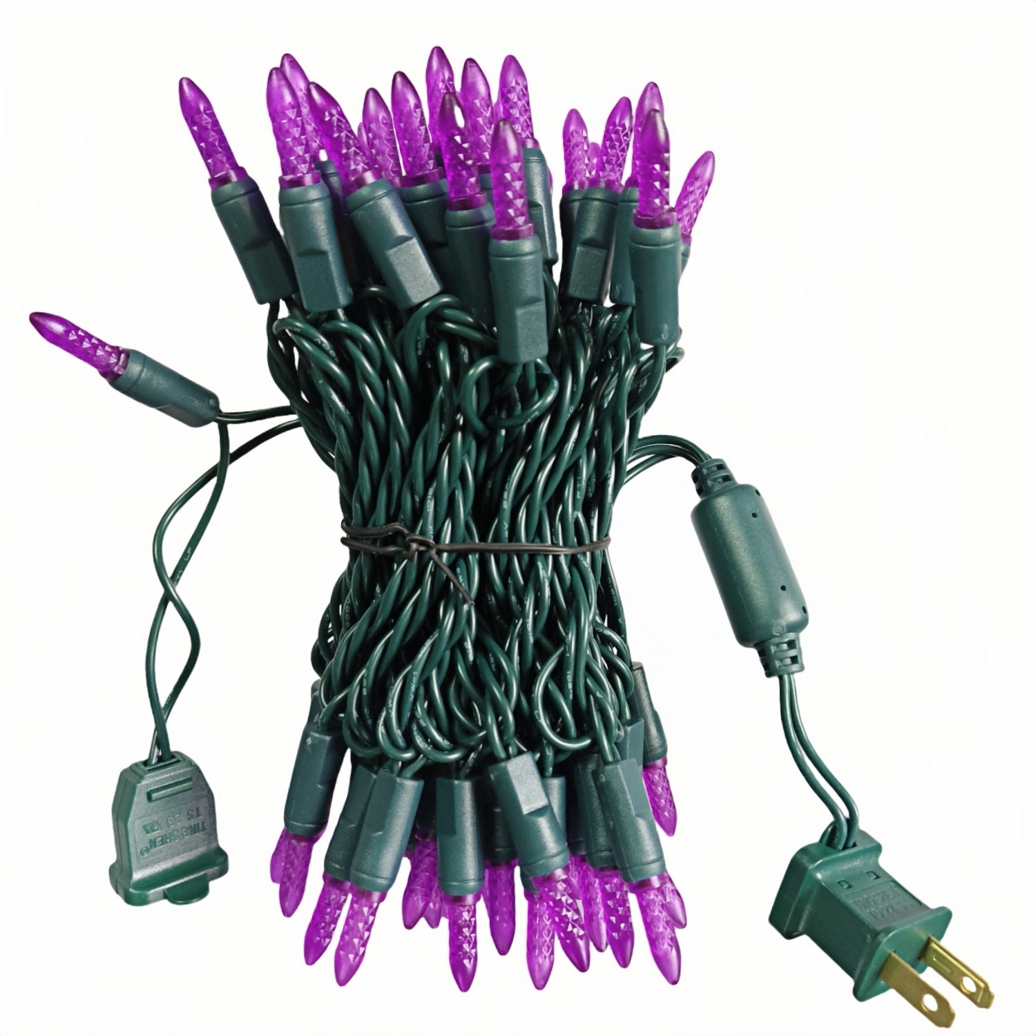 Commercial Grade Purple M5 LED Christmas Lights on Green Wire
