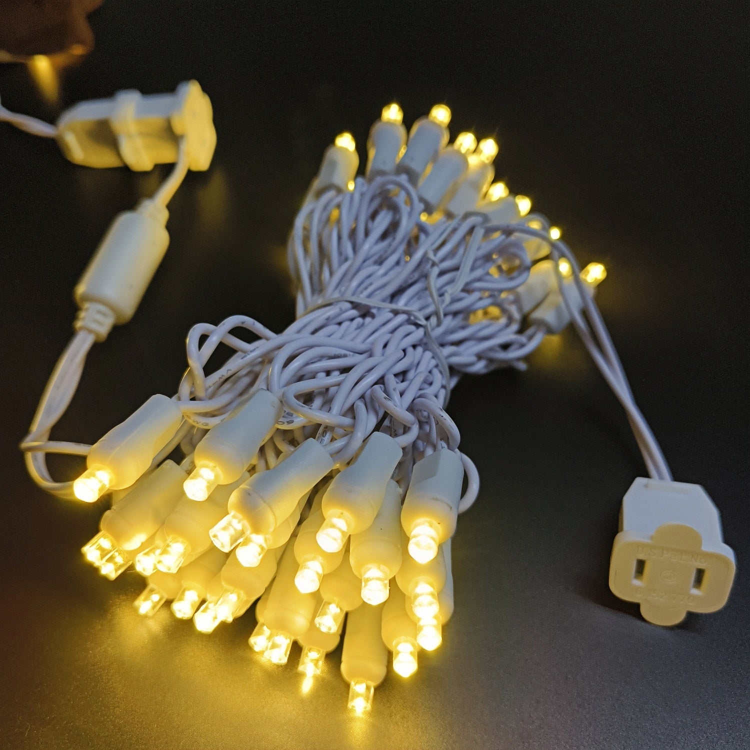 Commercial Grade Warm White 5mm Wide Angle LED Christmas Lights on White Wire