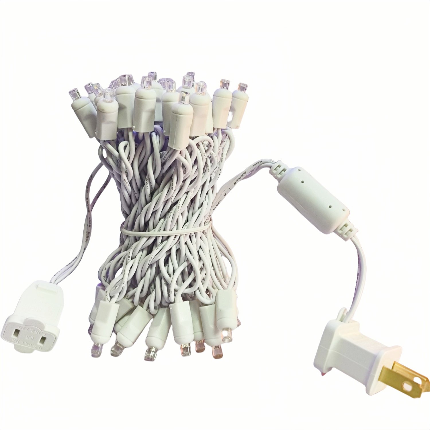 Commercial Grade Warm White 5mm Wide Angle LED Christmas Lights on White Wire