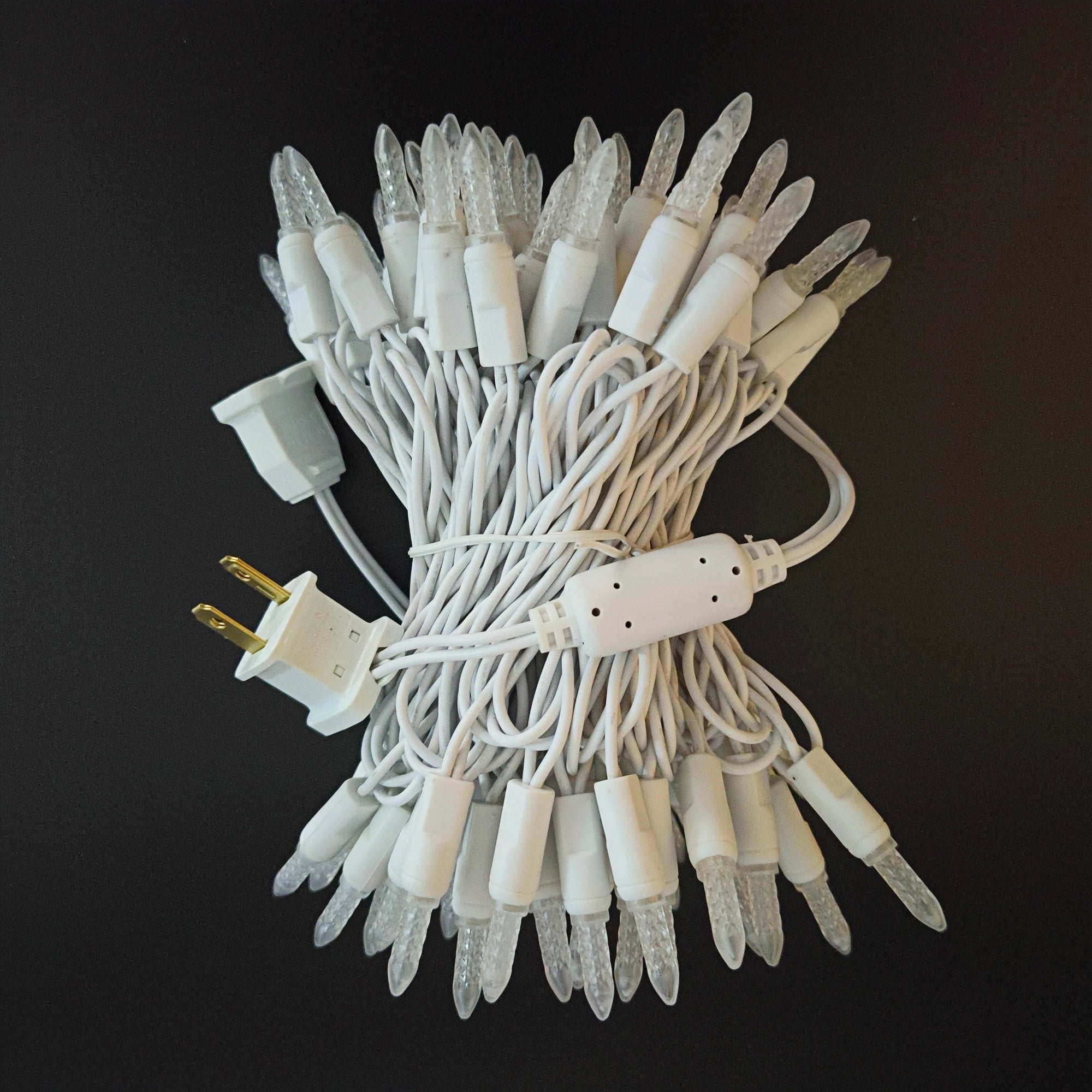 Commercial Grade Warm White M5 LED Christmas Lights on White Wire