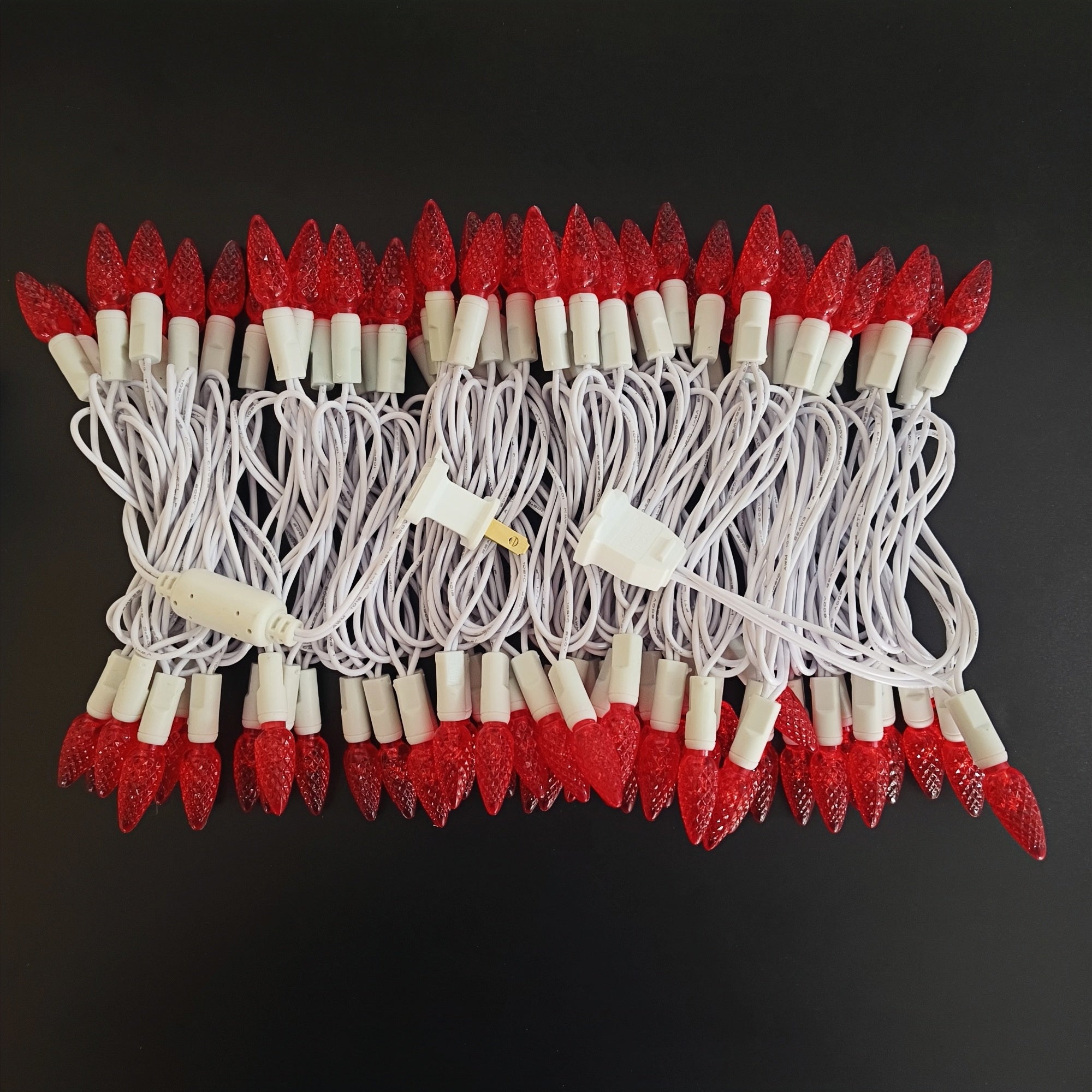 Commercial Grade Red C6 LED Christmas Lights on White Wire