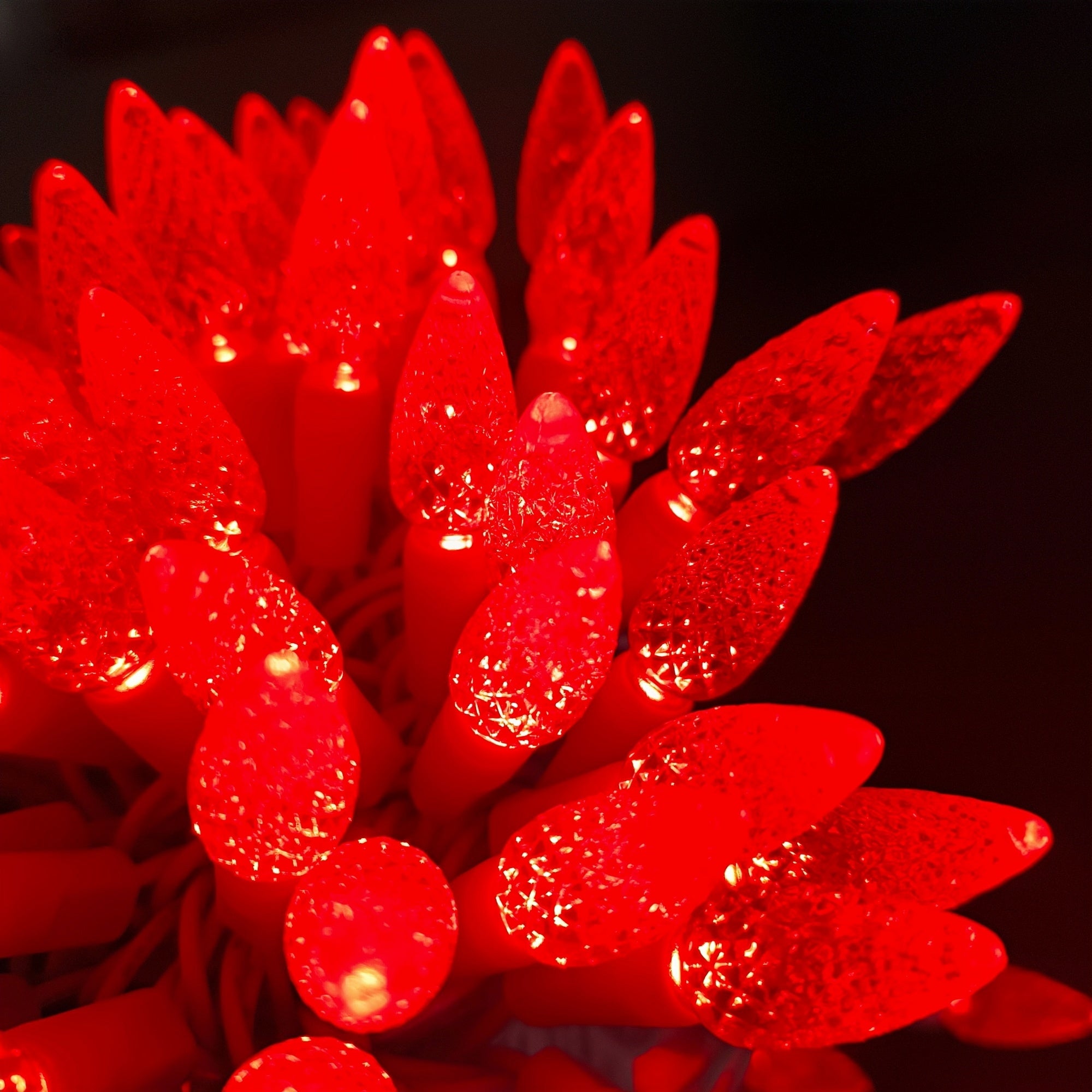 Commercial Grade Red C6 LED Christmas Lights on White Wire