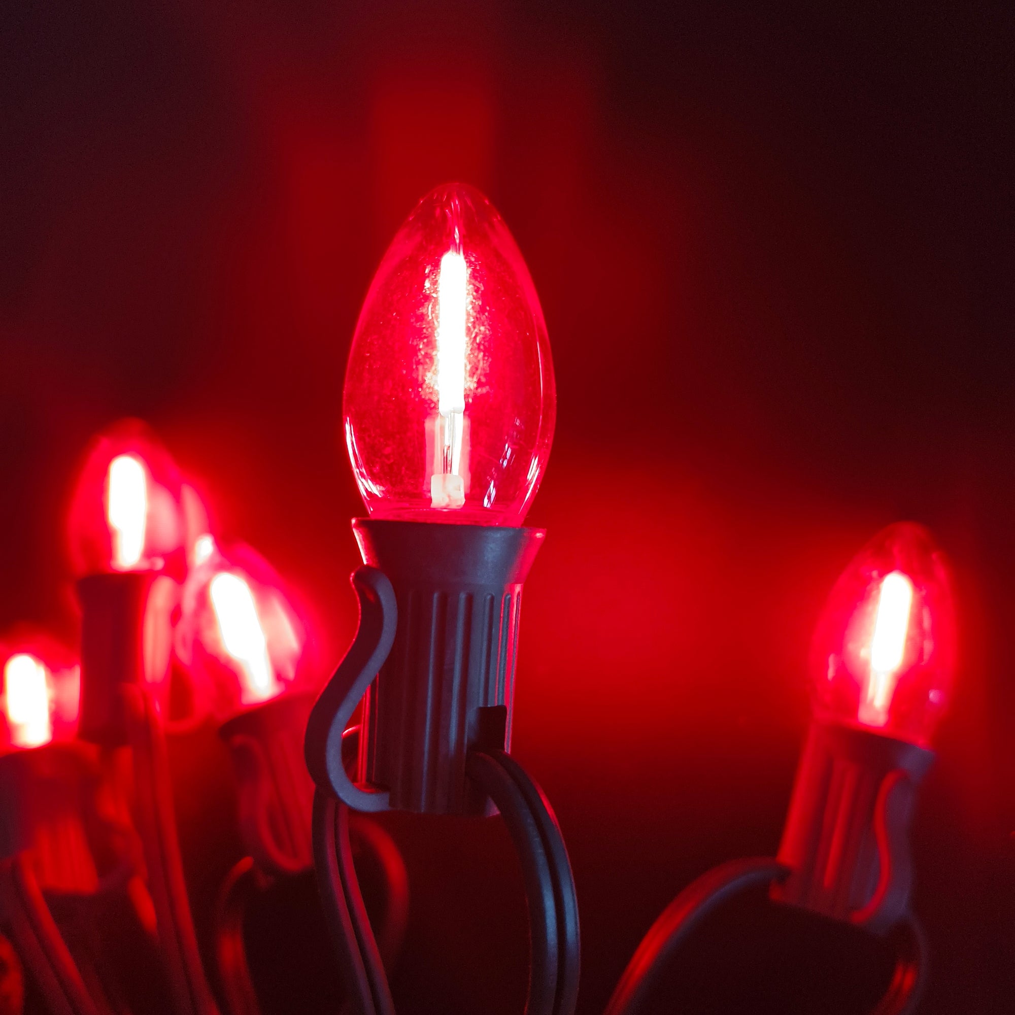 Commercial Grade Red C7 LED Christmas Lights 25Ft 25 Bulbs on Green Wire