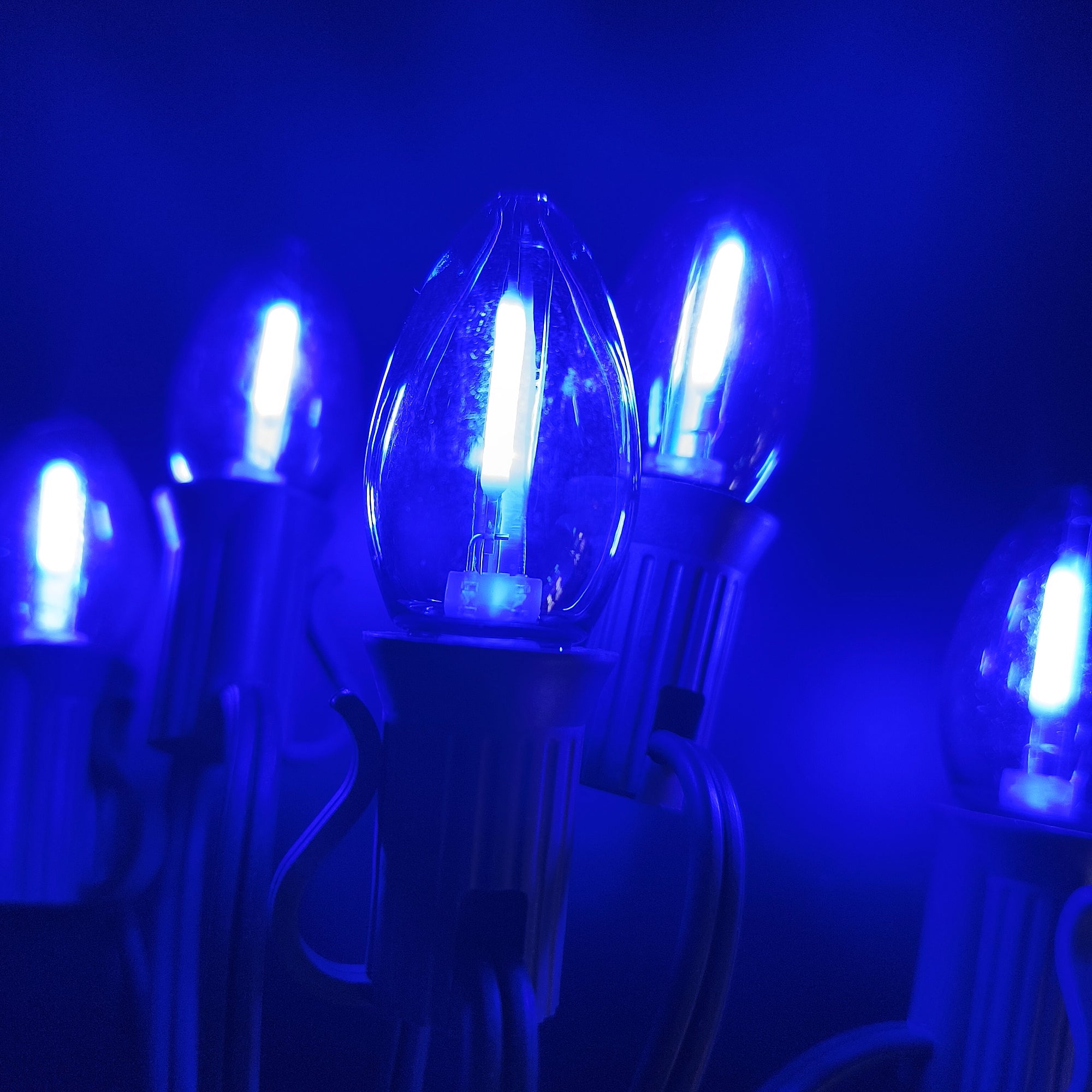 Commercial Grade Blue C7 LED Christmas Lights 25Ft 25 Bulbs on Green Wire