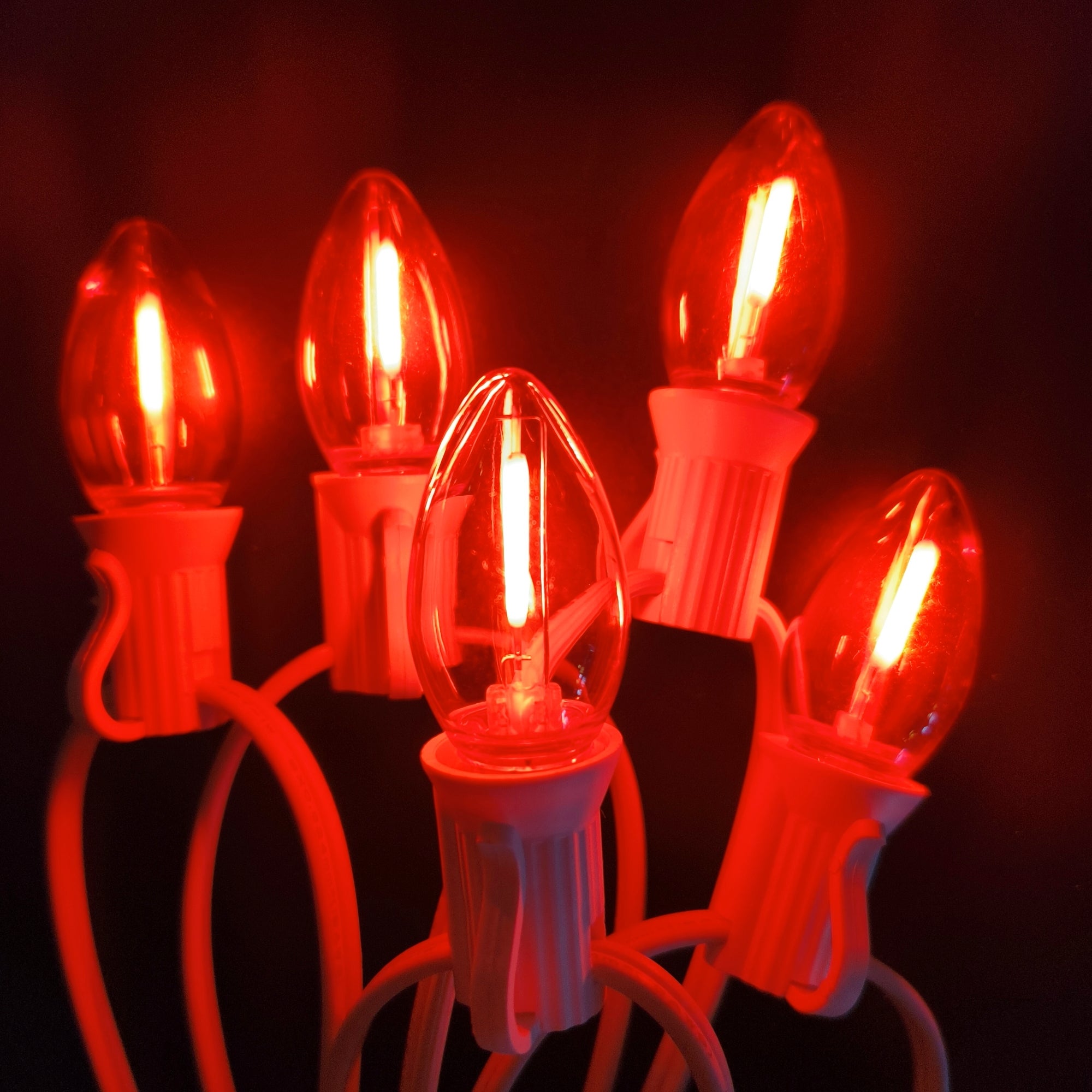 Commercial Grade Orange C7 LED Christmas Lights 25Ft 25 Bulbs on White Wire