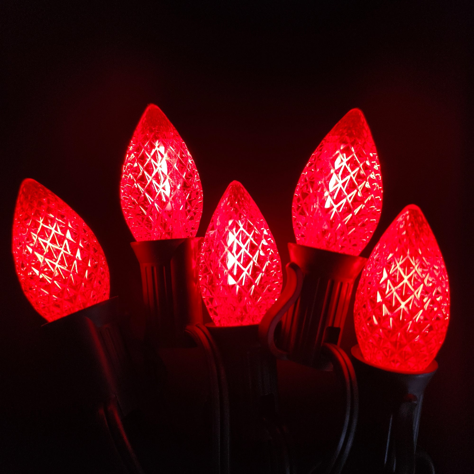 Commercial Grade Red C7 LED Christmas Lights 25Ft 25 Bulbs on Green Wire