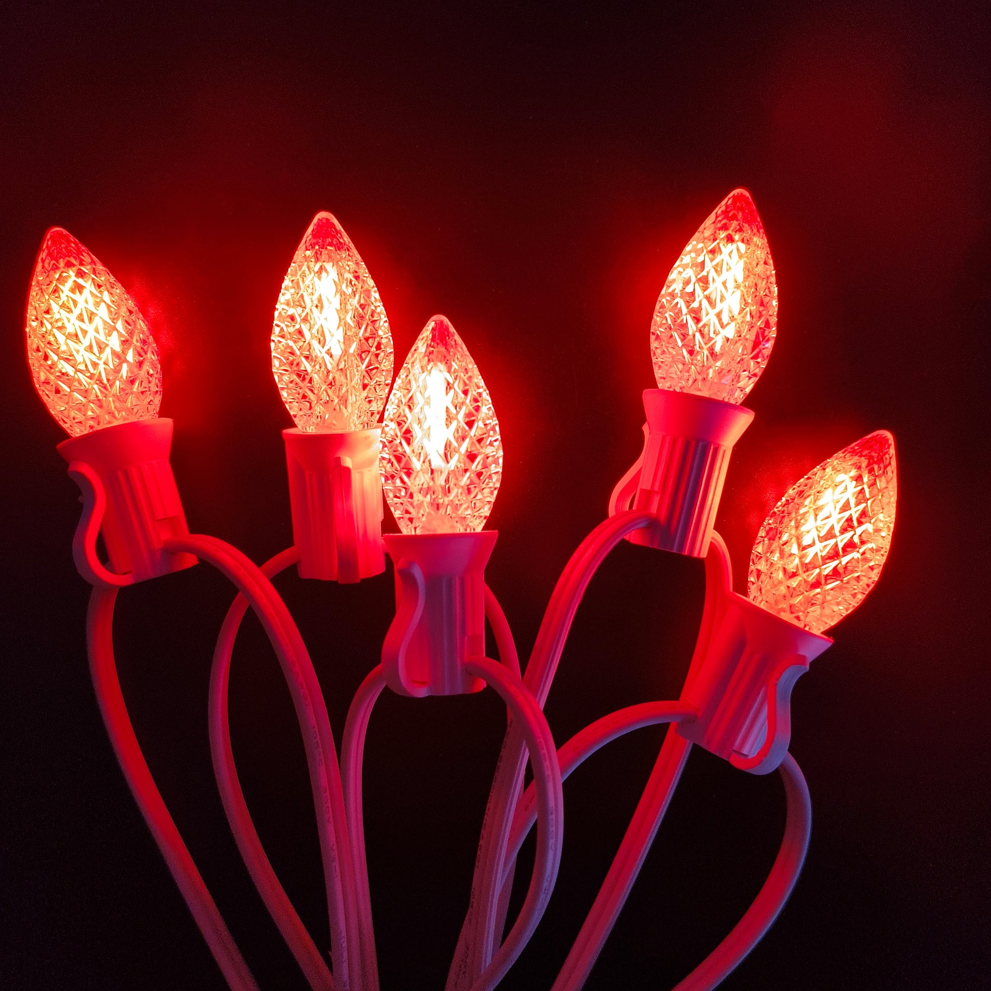 Commercial Grade Orange C7 LED Christmas Lights 25Ft 25 Bulbs on White Wire