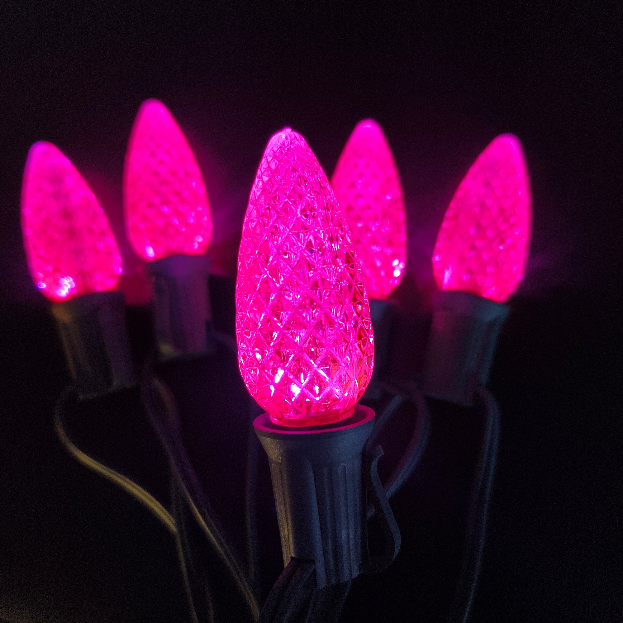 Commercial Grade Pink C9 LED Christmas Lights 25Ft 25 Bulbs on Green Wire