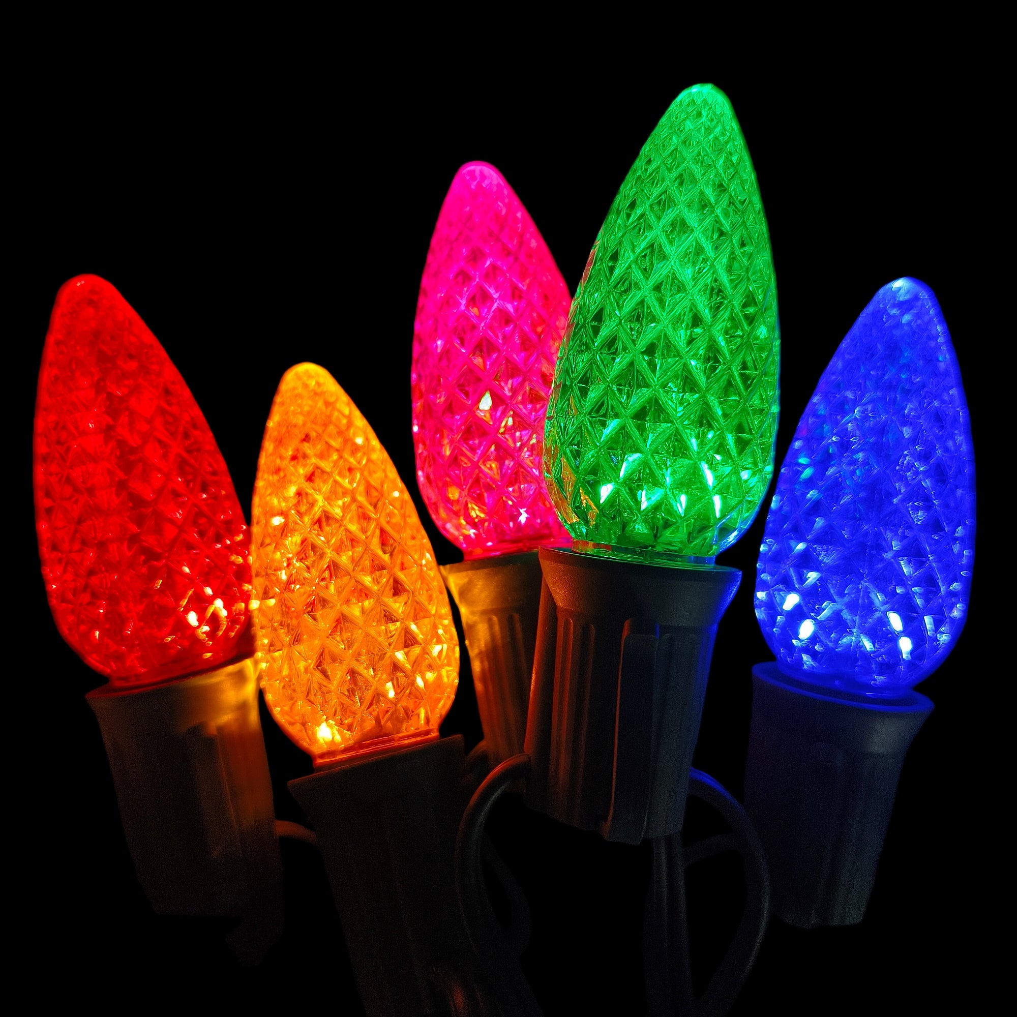 Commercial Grade Multicolor C9 LED Christmas Lights 25Ft 25 Bulbs on Green Wire