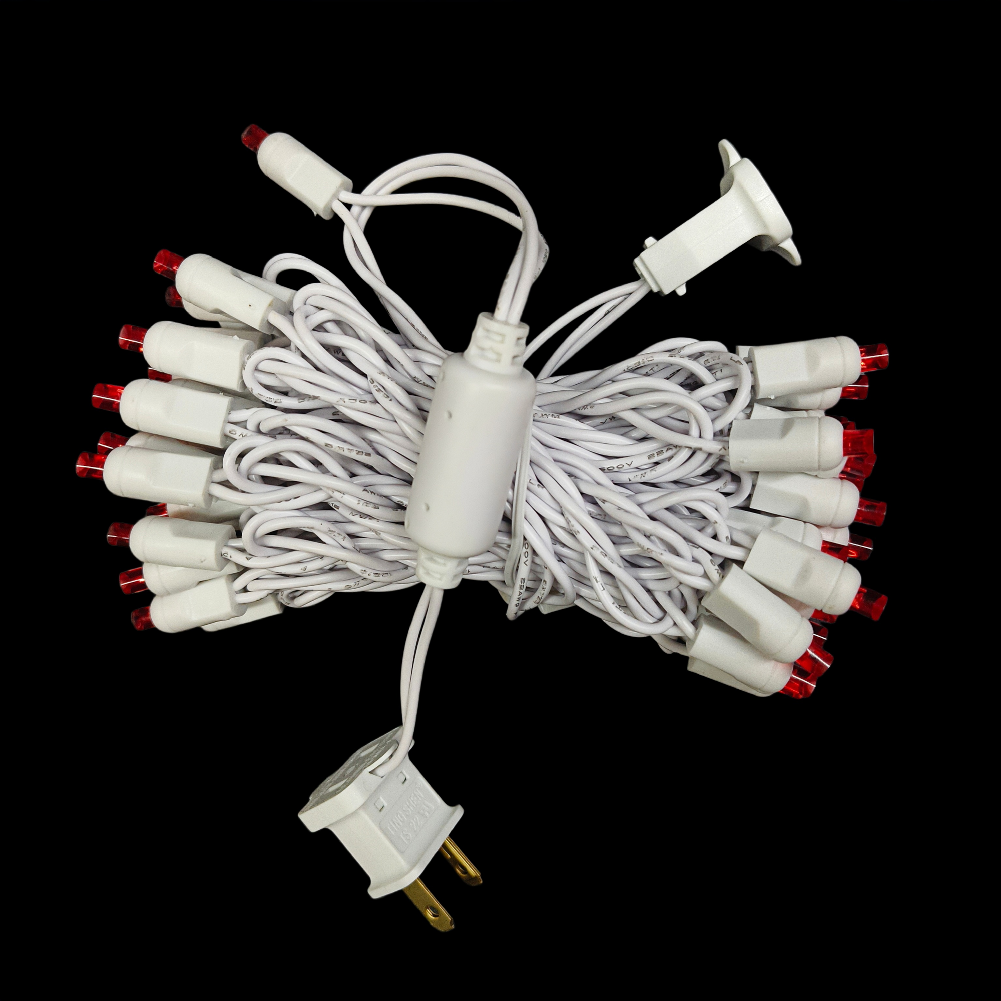 Commercial Grade Red 5mm Wide Angle LED Christmas Lights on White Wire