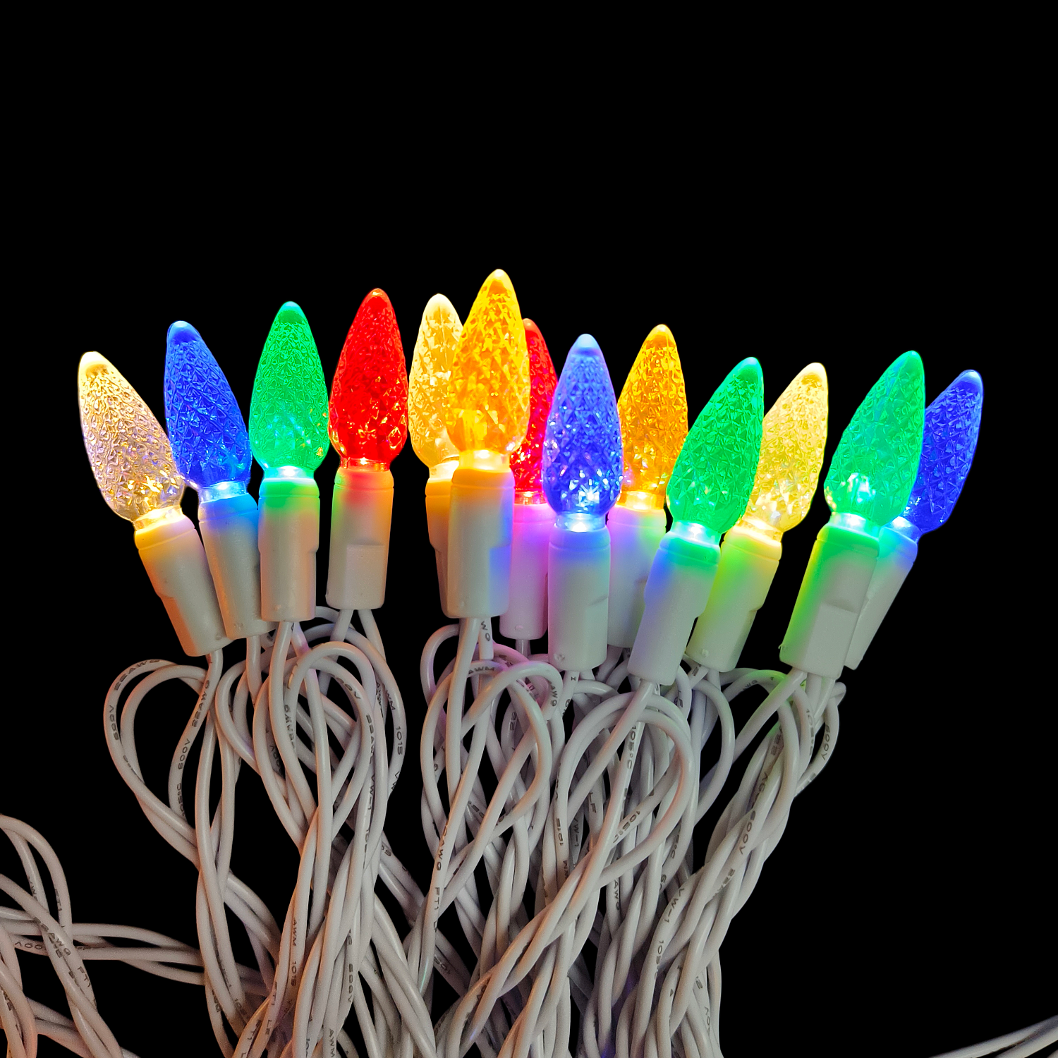 Commercial Grade Multicolor Strawberry LED Christmas Lights on White Wire