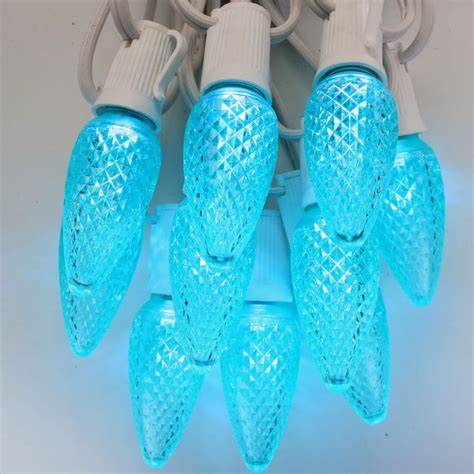 120V Teal C9 LED Replacement Christmas Faceted Light Bulb