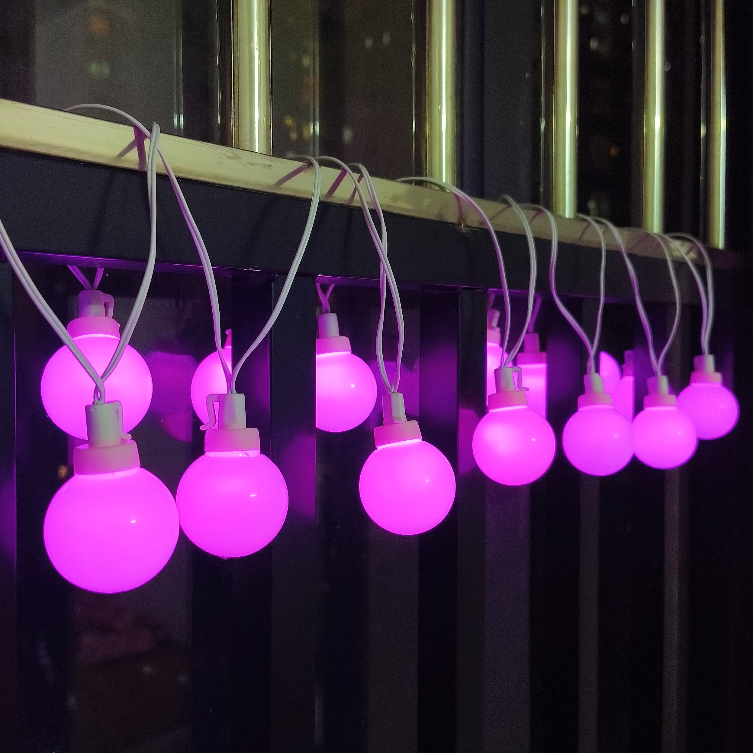 25 Bulbs RGB Color Changing G40 LED String Lights USB Plug-in on White Wire