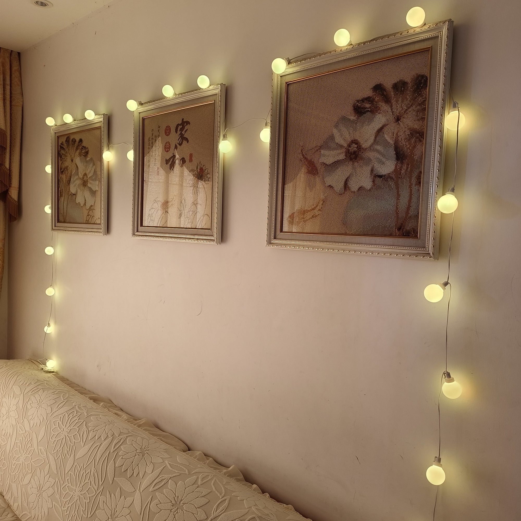 25 Bulbs RGB Color Changing G40 LED String Lights USB Plug-in on White Wire