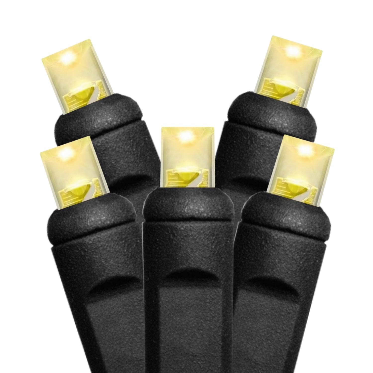 Commercial Grade Warm White 5mm Wide Angle LED Christmas Lights on Black Wire