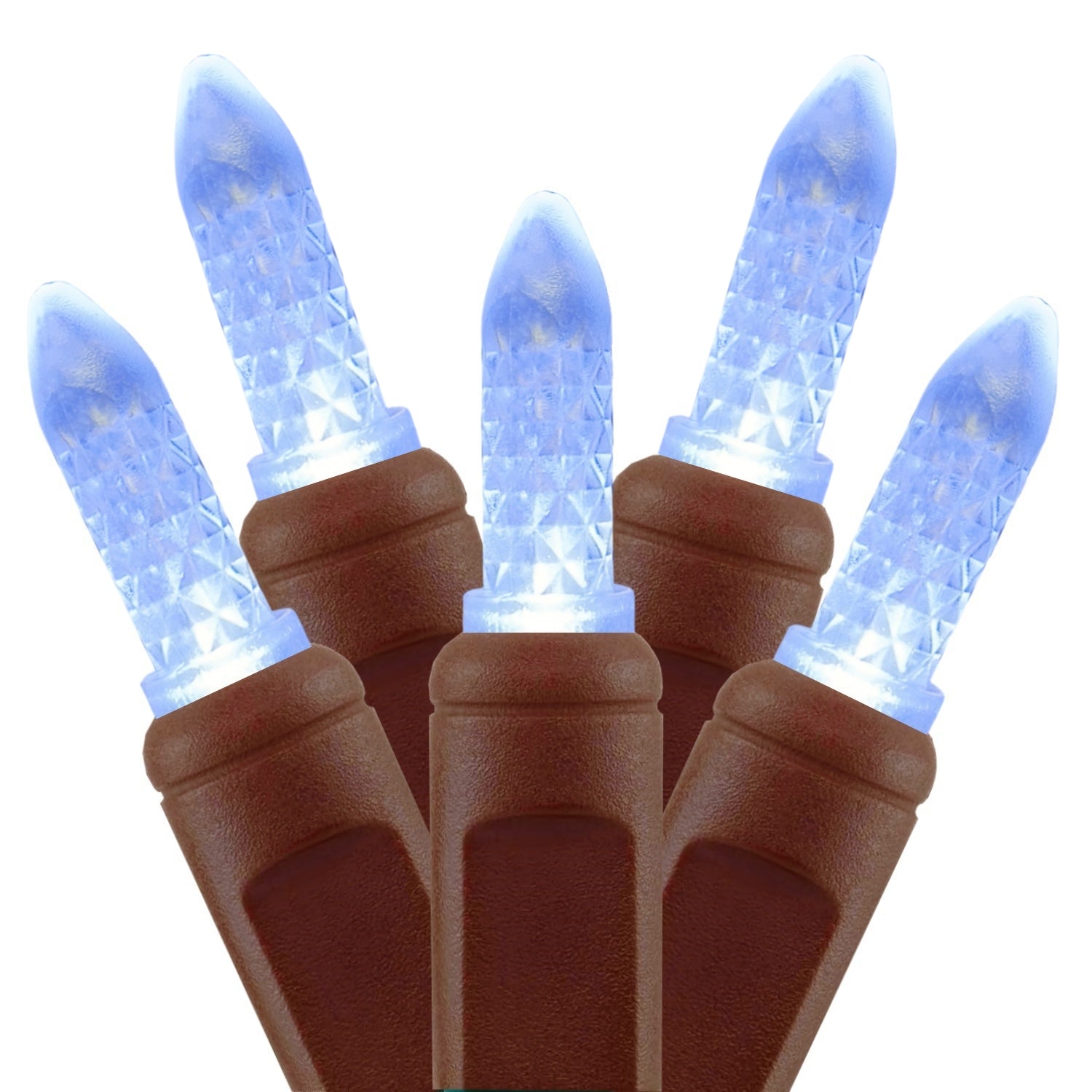 Commercial Grade Cool White M5 LED Christmas Lights on Brown Wire