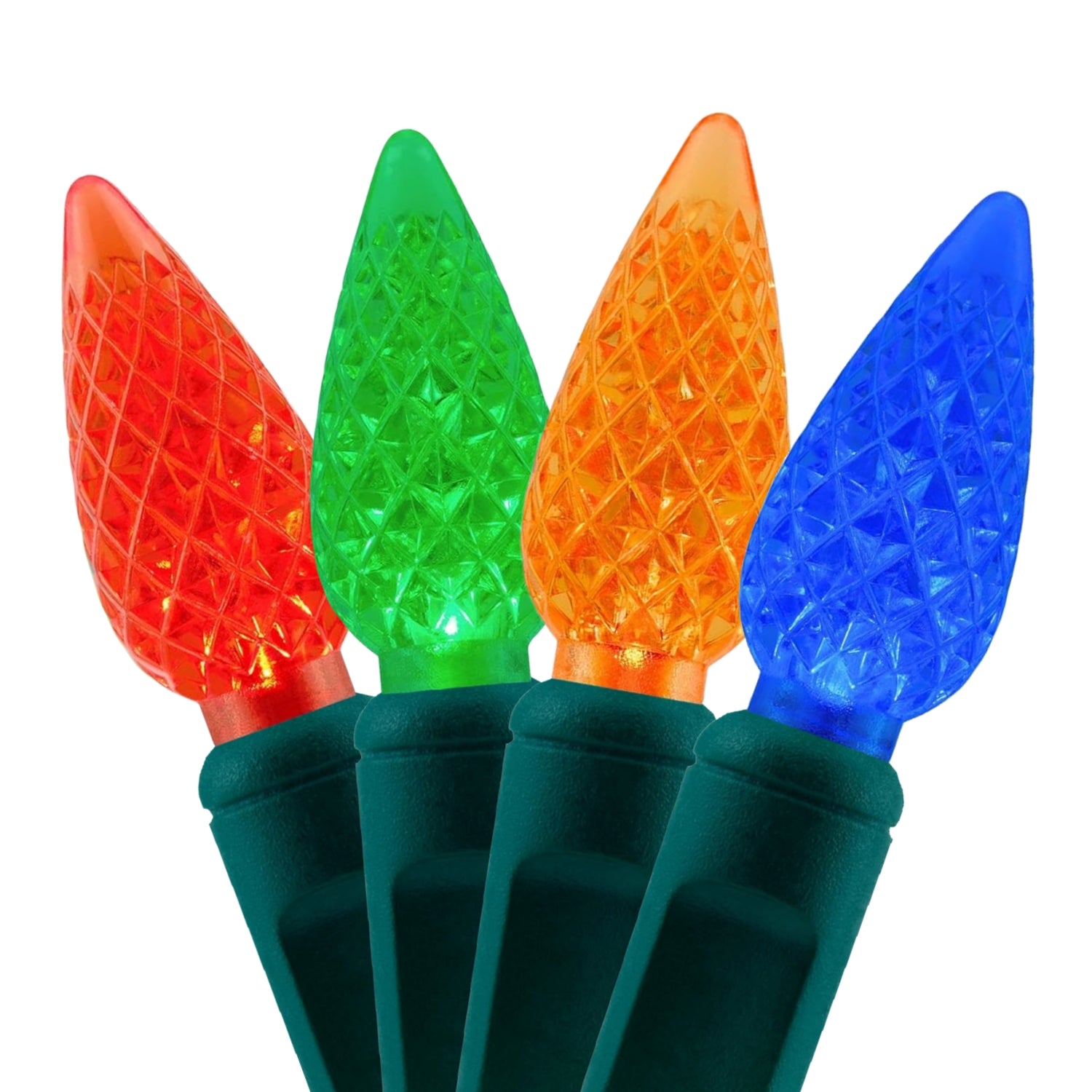 Commercial Grade Multicolor C6 LED Christmas Lights on Green Wire