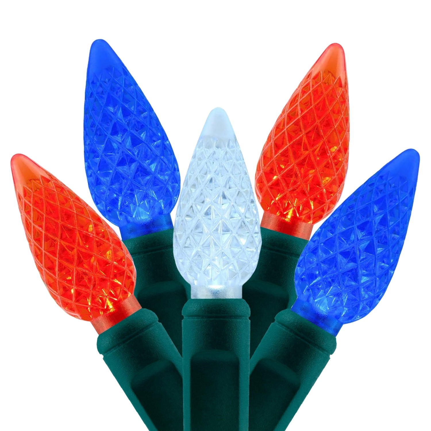 20 Sets of 24Ft 70Ct Outdoor C6 LED Christmas Lights, Red White Blue